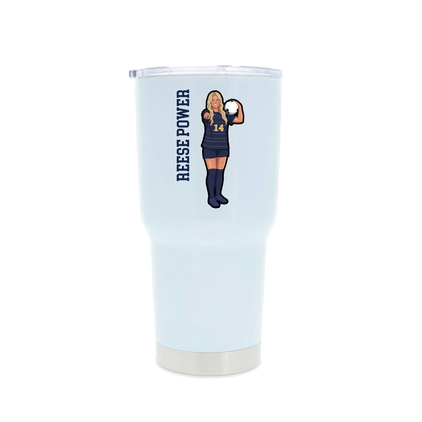 30oz Stainless Steel Tumbler — Name Vertical in White