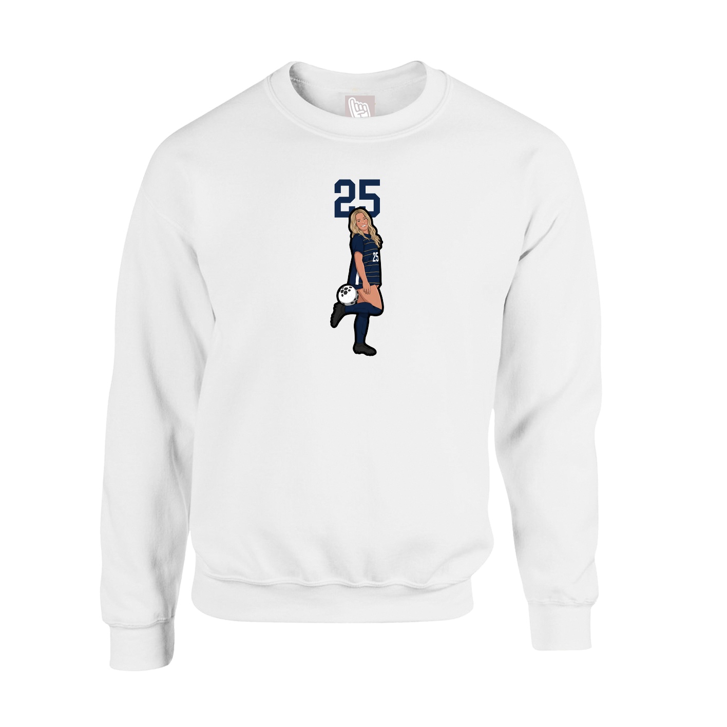 Fleece Crew — Number Top in White