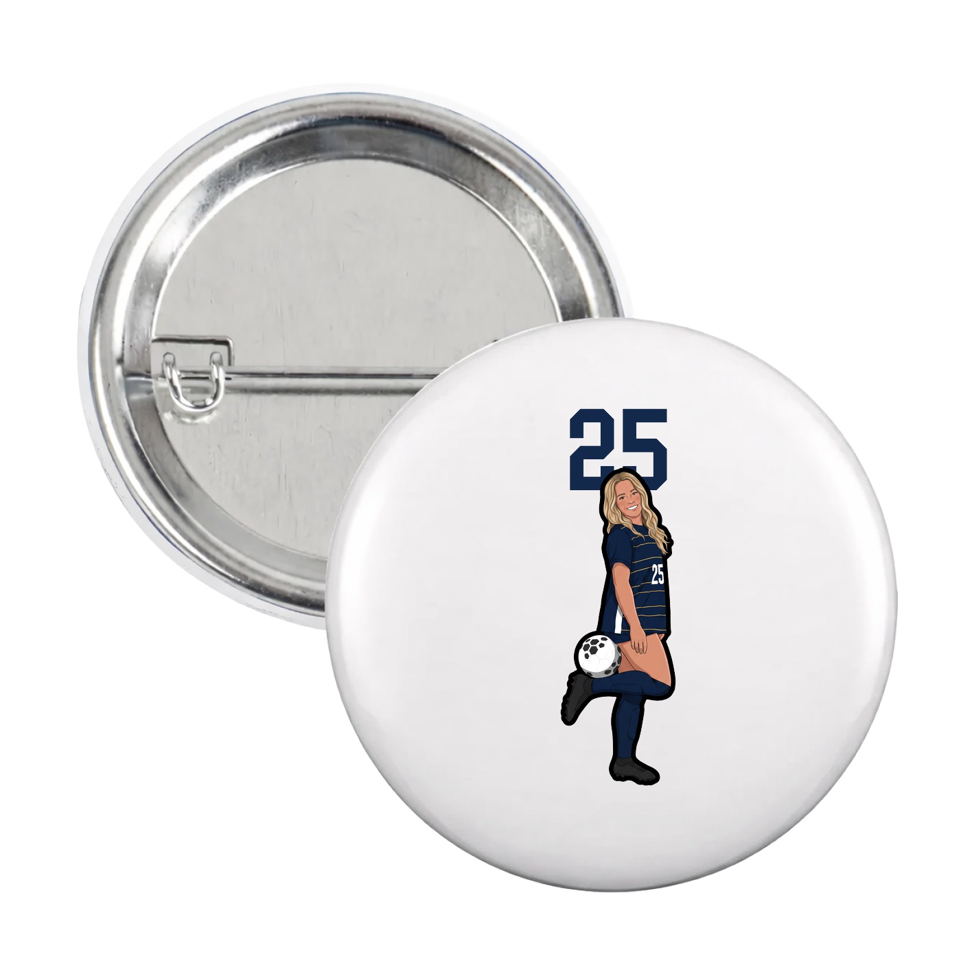 Game Day Button — Number Top in White