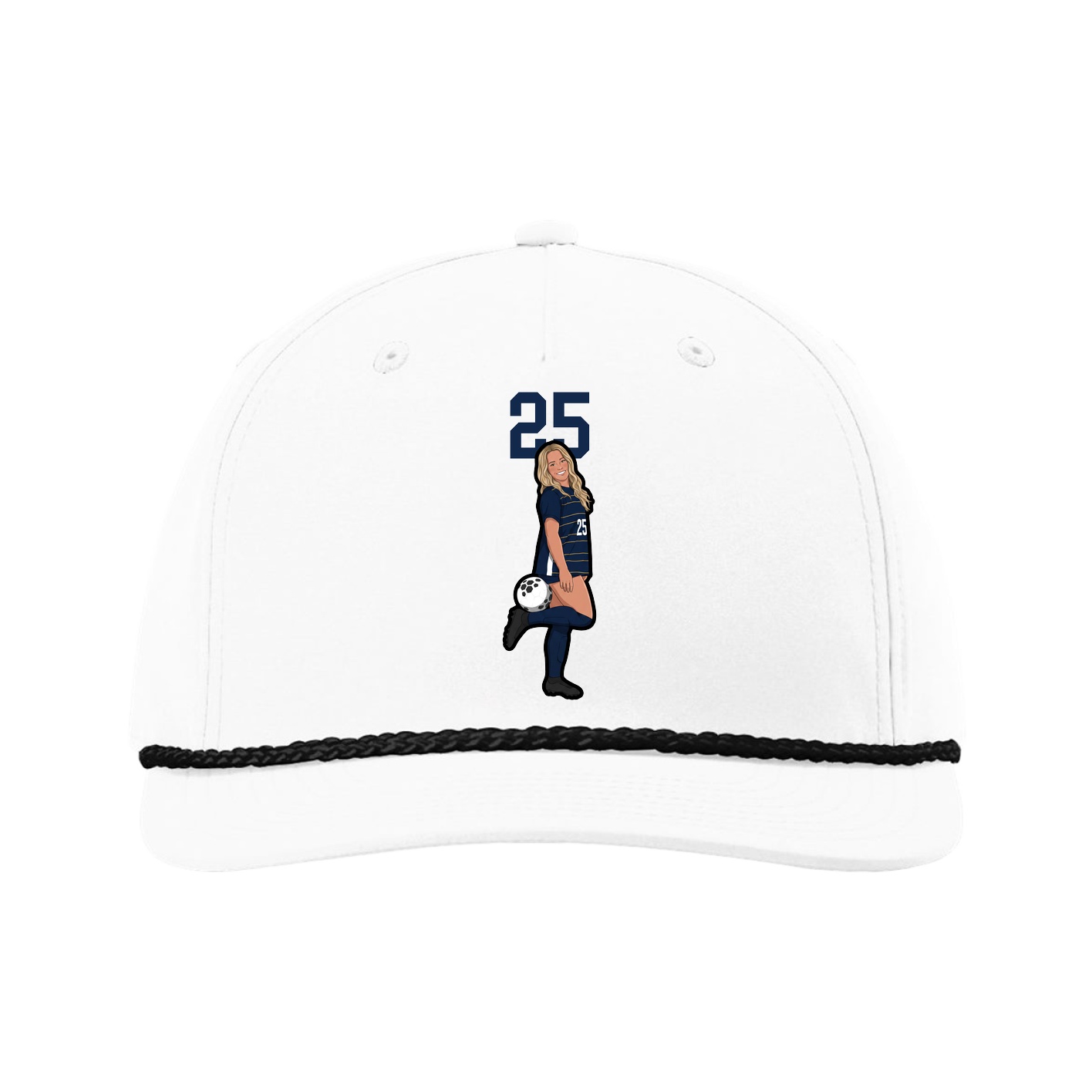 Five-Panel Classic Rope Cap — Number Top in White