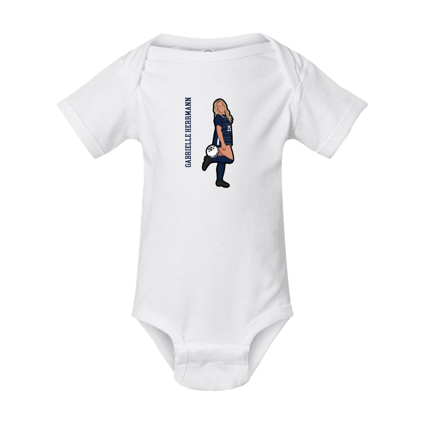 Baby Onesie — Name Vertical in White