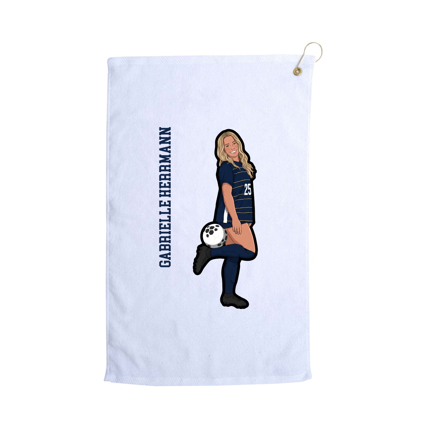 Golf Towel — Name Vertical in White