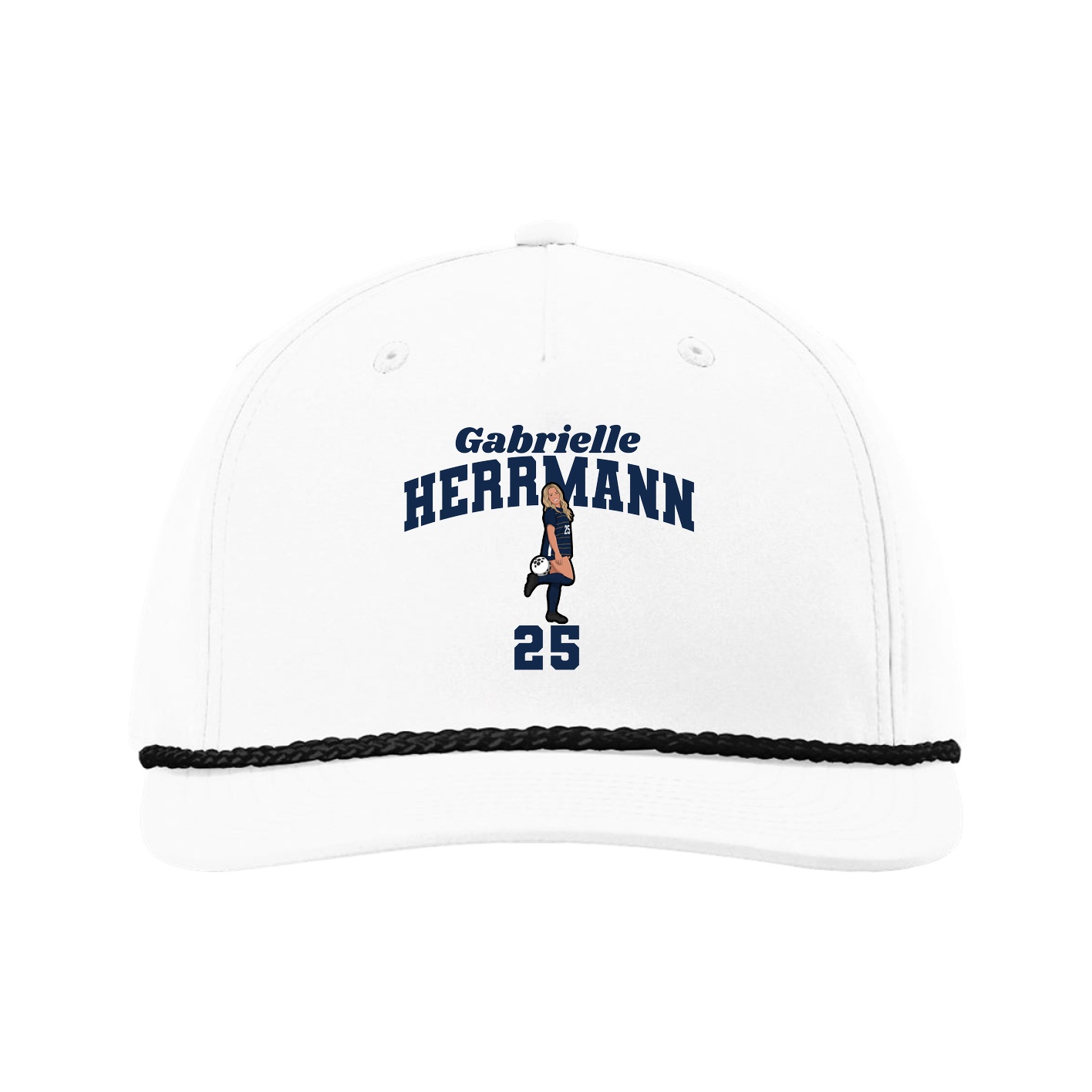 Five-Panel Classic Rope Cap — Signature Arch in White