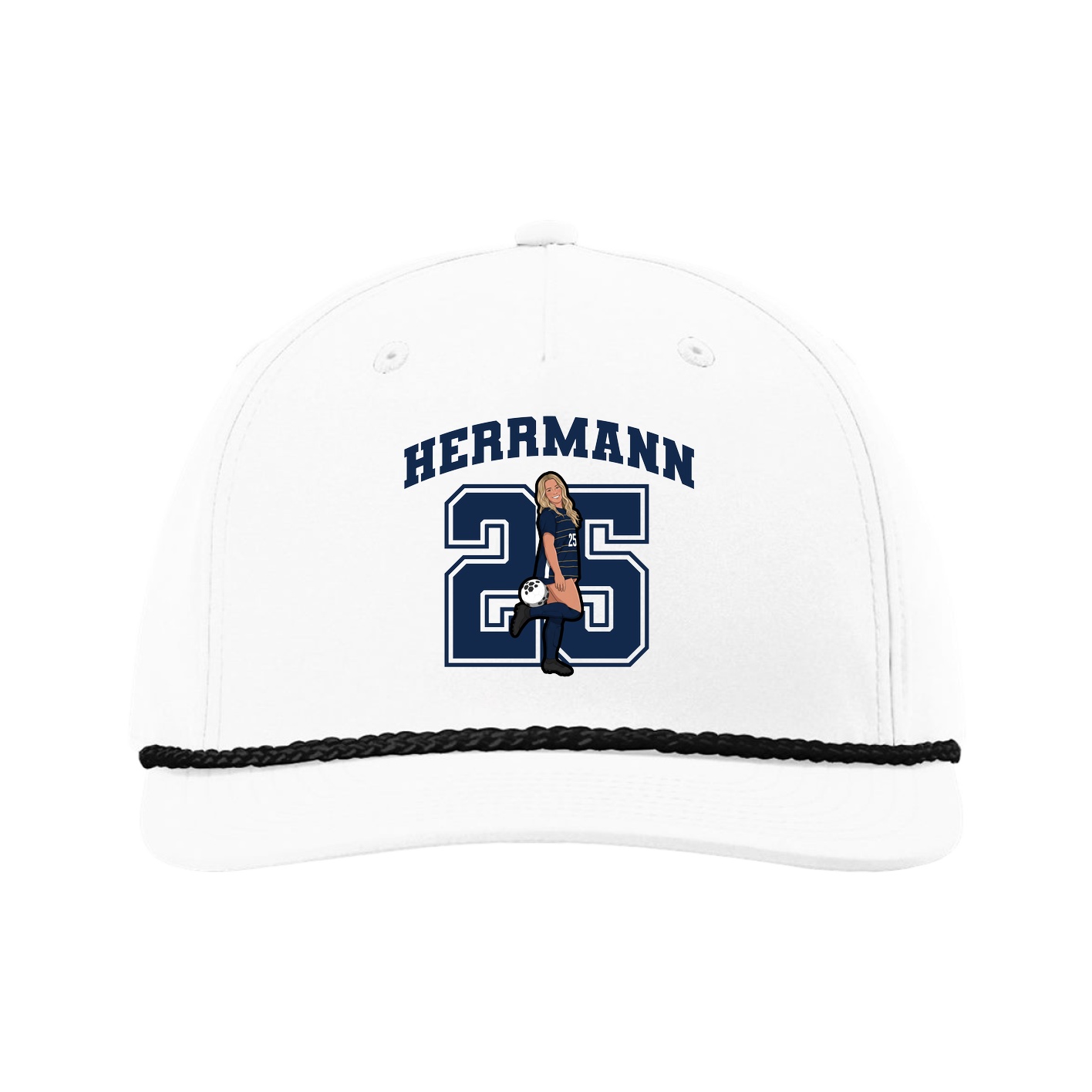 Five-Panel Classic Rope Cap — Number in White