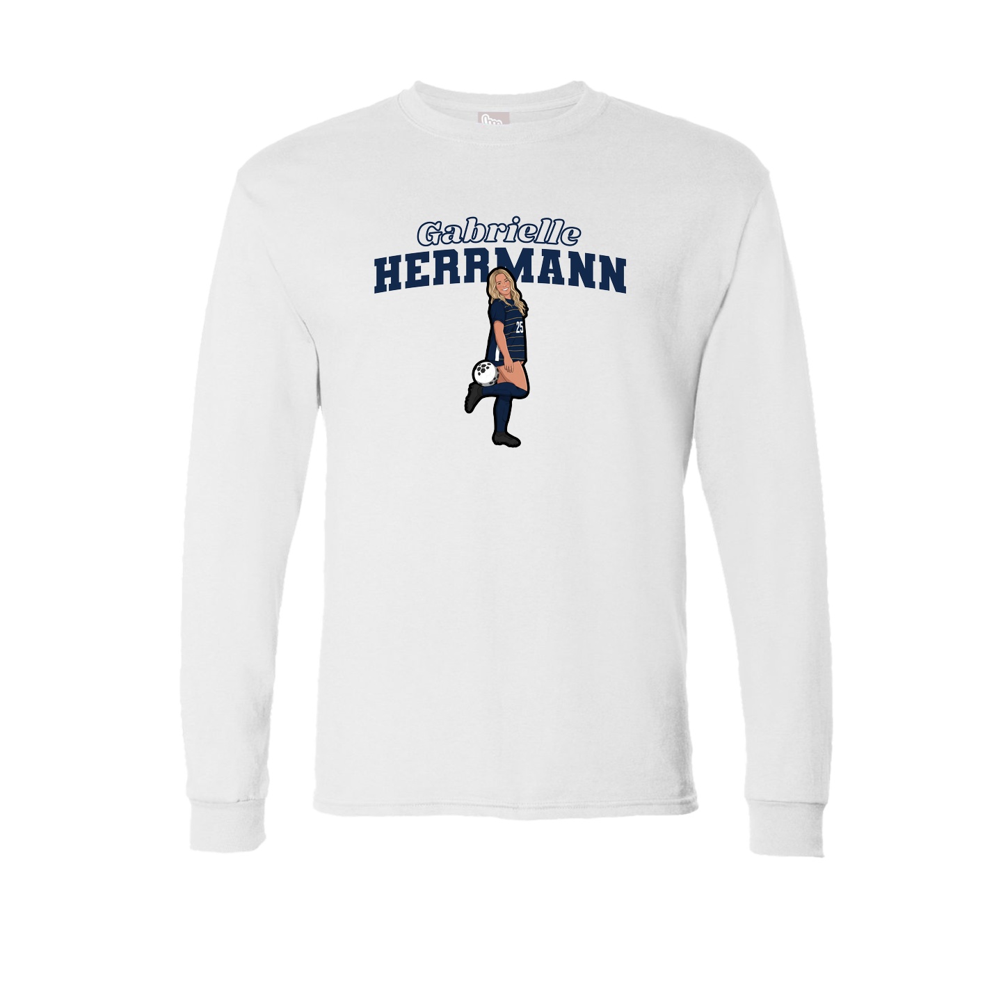 Long Sleeve Tee — Name Arch in White
