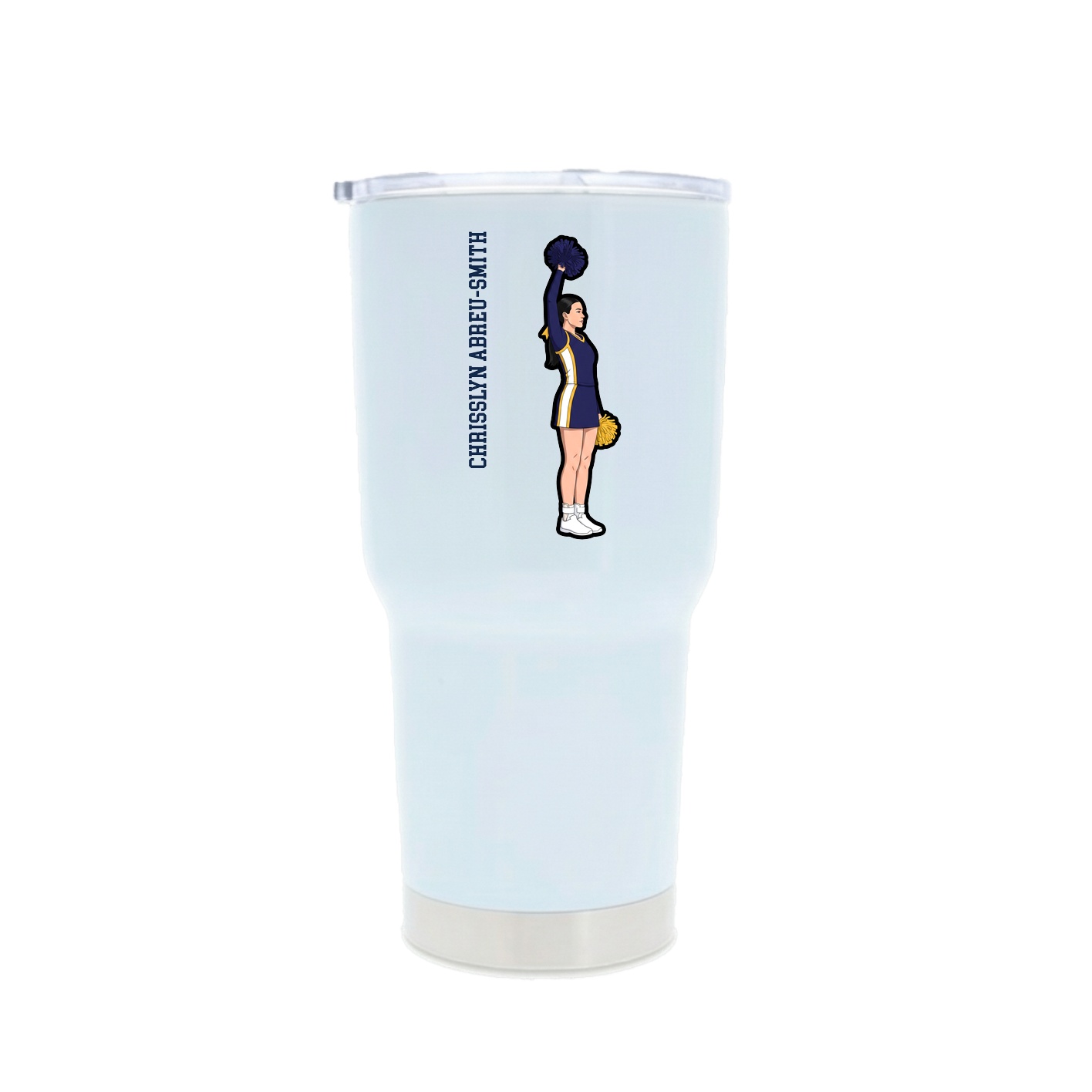 30oz Stainless Steel Tumbler — Name Vertical in White