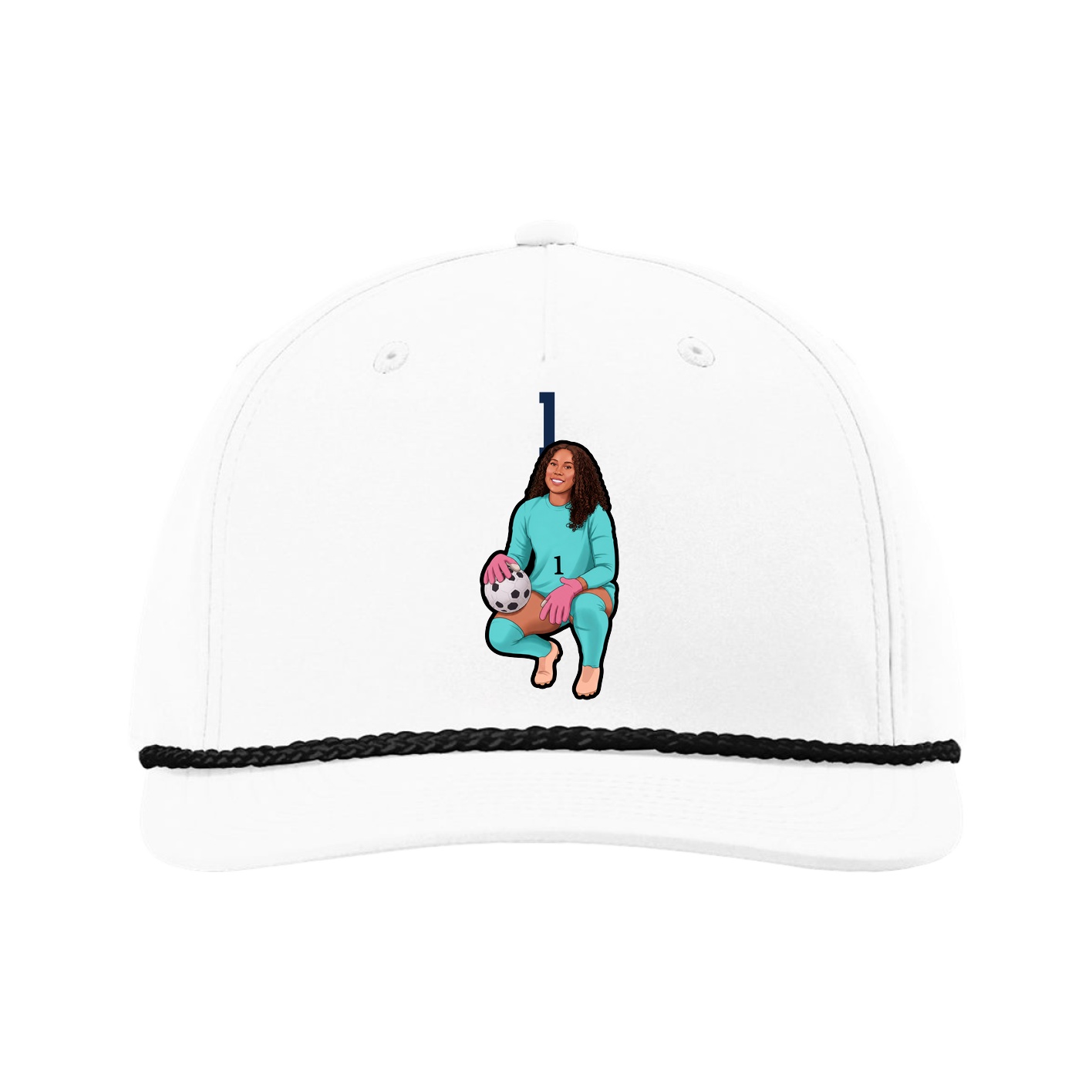 Five-Panel Classic Rope Cap — Number Top in White