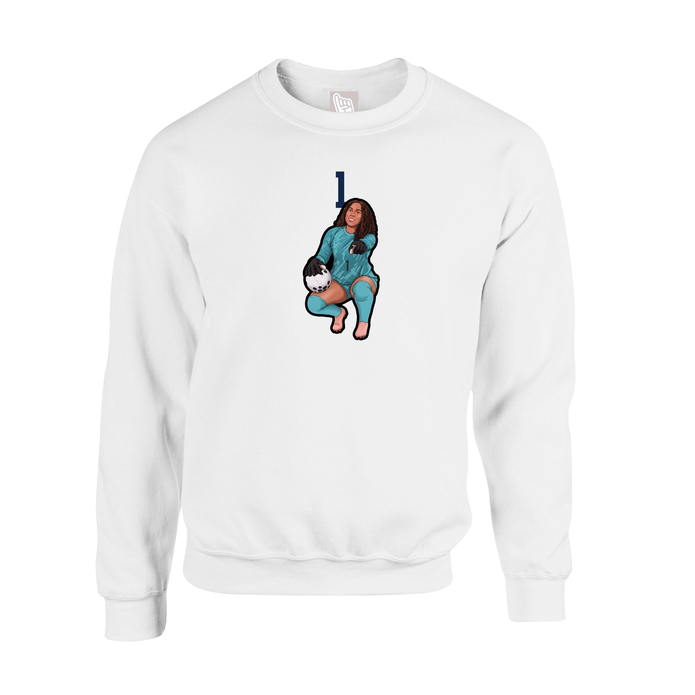 Fleece Crew — Number Top in White