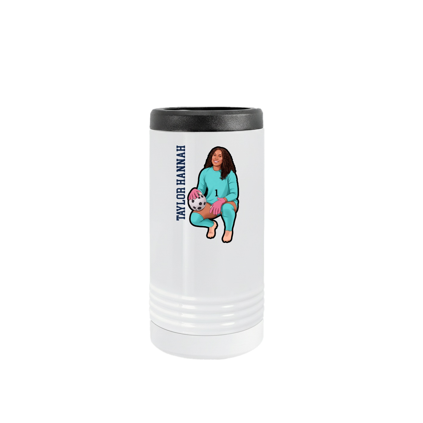 Slim Beverage Holder — Name Vertical in White