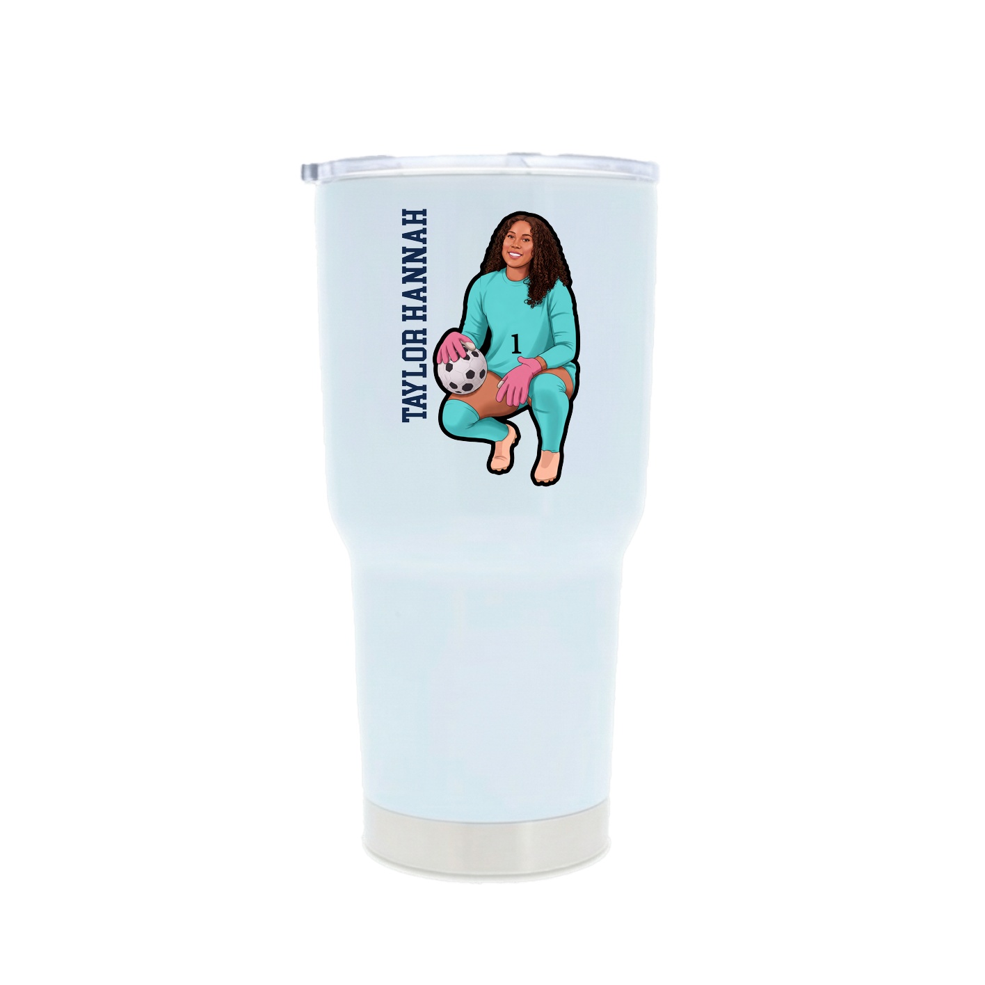 30oz Stainless Steel Tumbler — Name Vertical in White