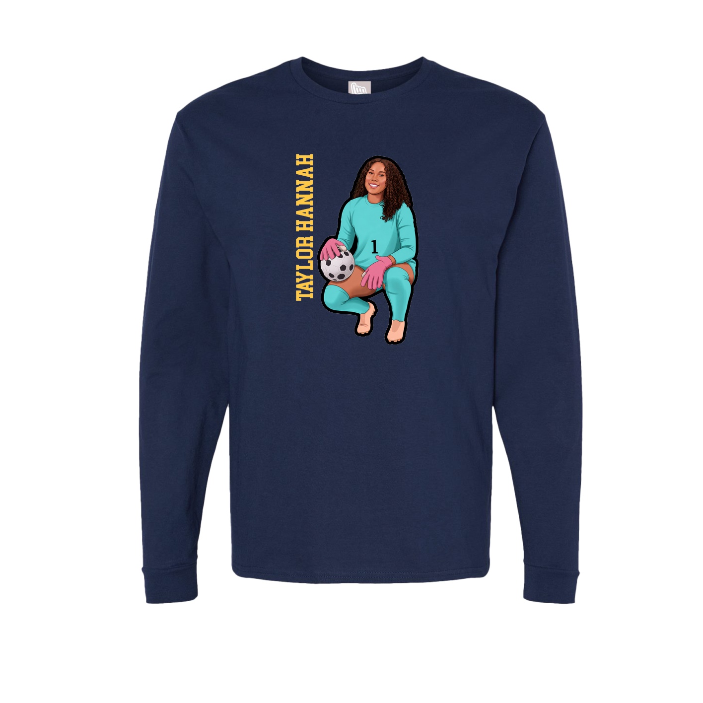 Long Sleeve Tee — Name Vertical in Navy