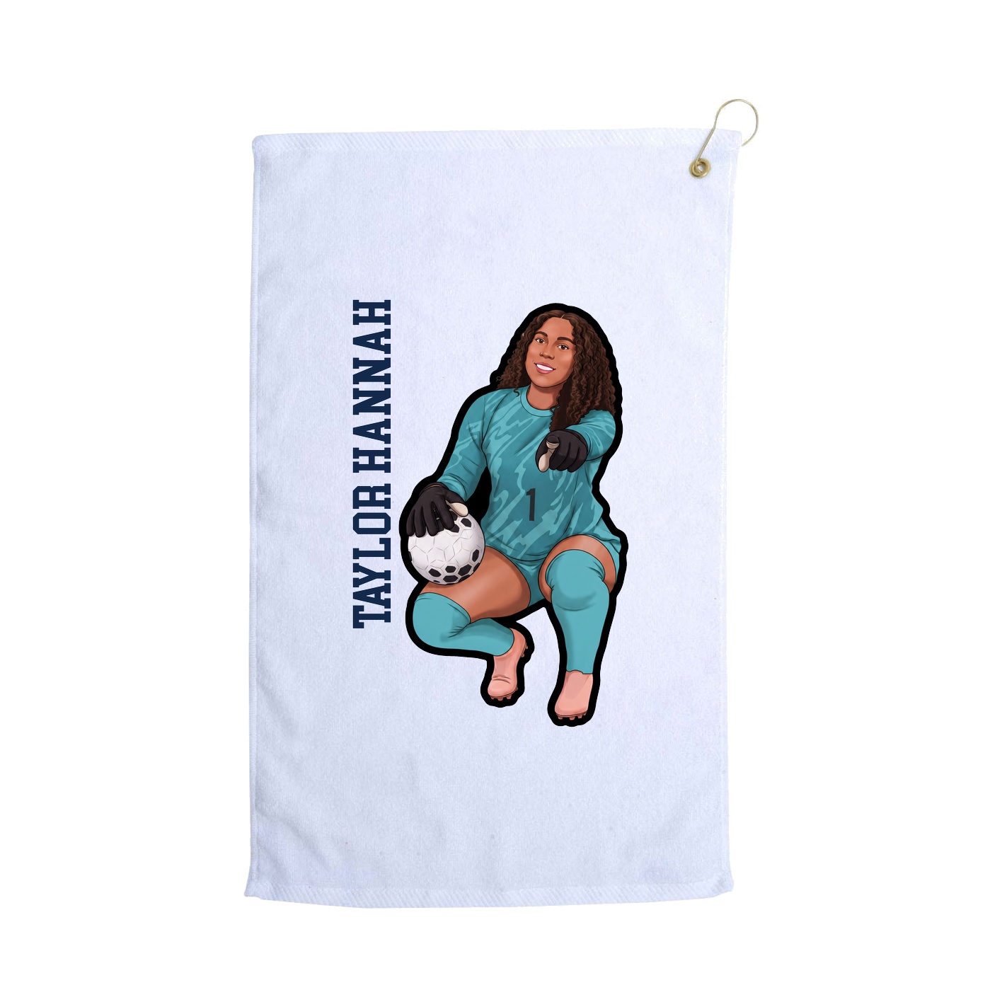 Golf Towel — Name Vertical in White