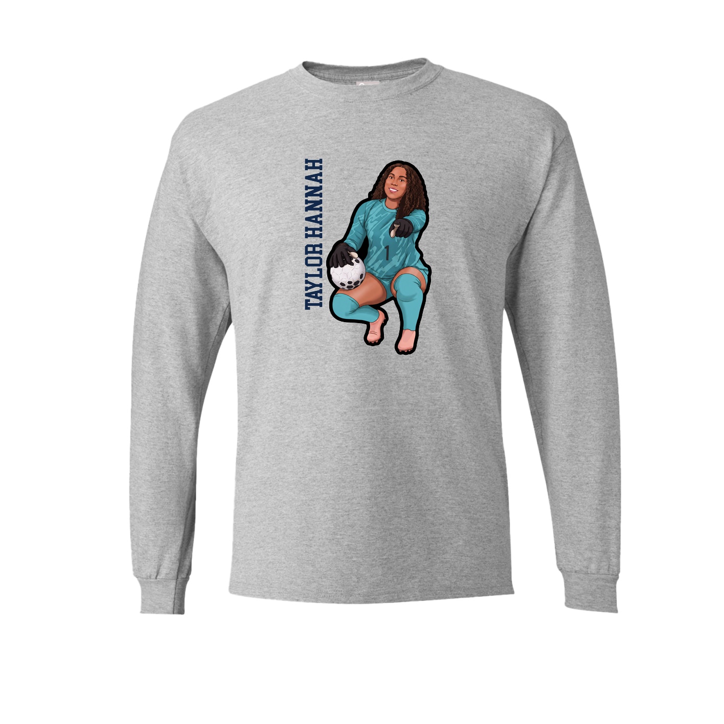 Long Sleeve Tee — Name Vertical in Grey