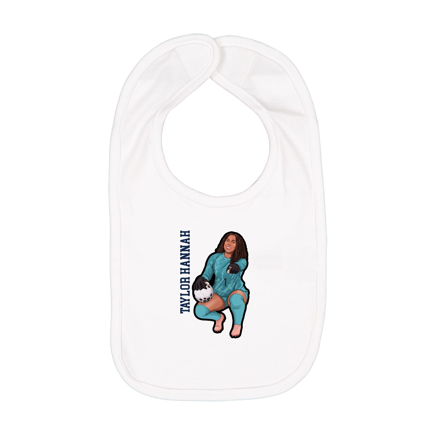Infant Bib — Name Vertical in White