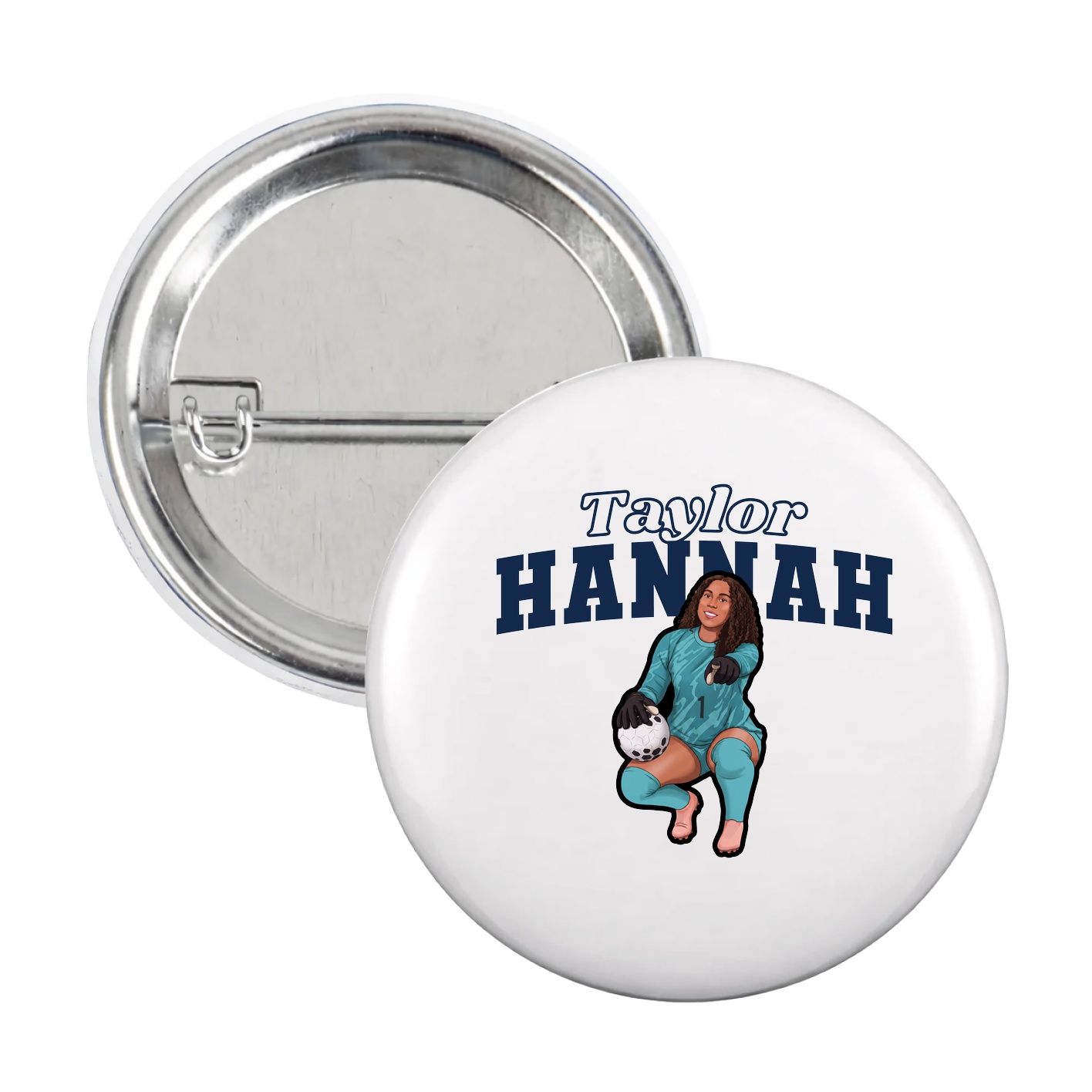 Game Day Button — Name Arch in White