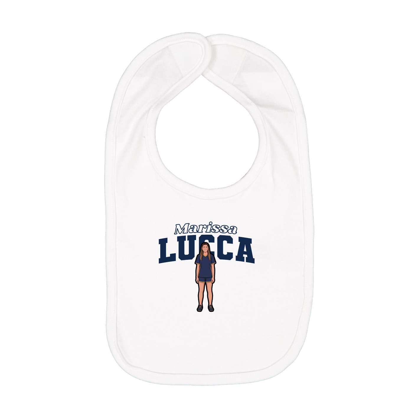 Infant Bib — Name Arch in White