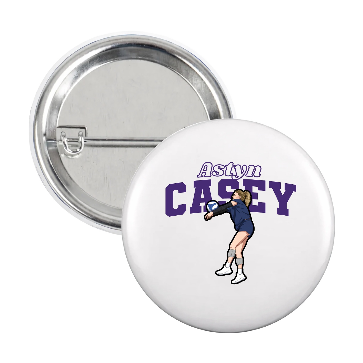 Game Day Button — Name Arch in White