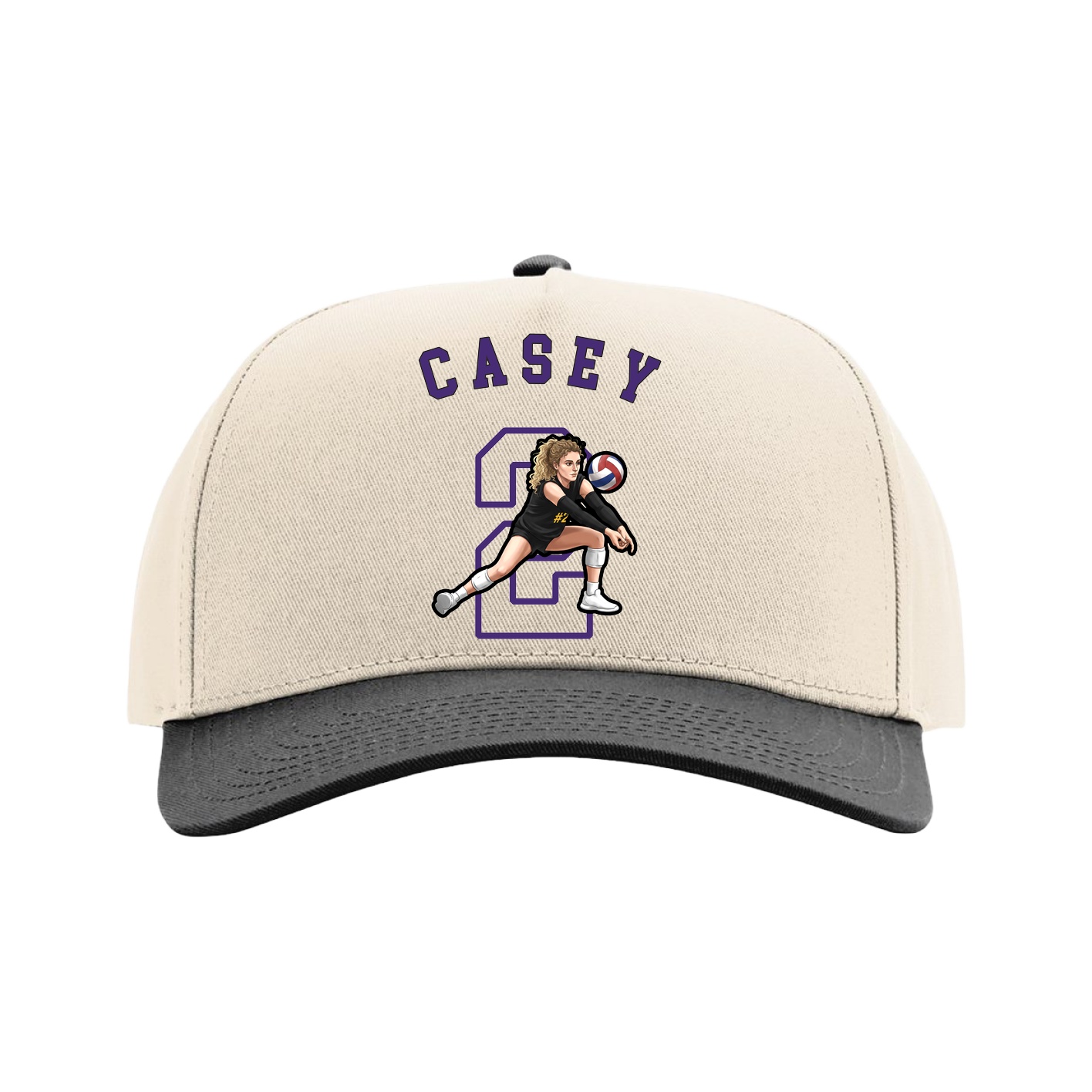 Full Fabric Five-Panel Champ Cap — Shirsey Arch in Cream/Black
