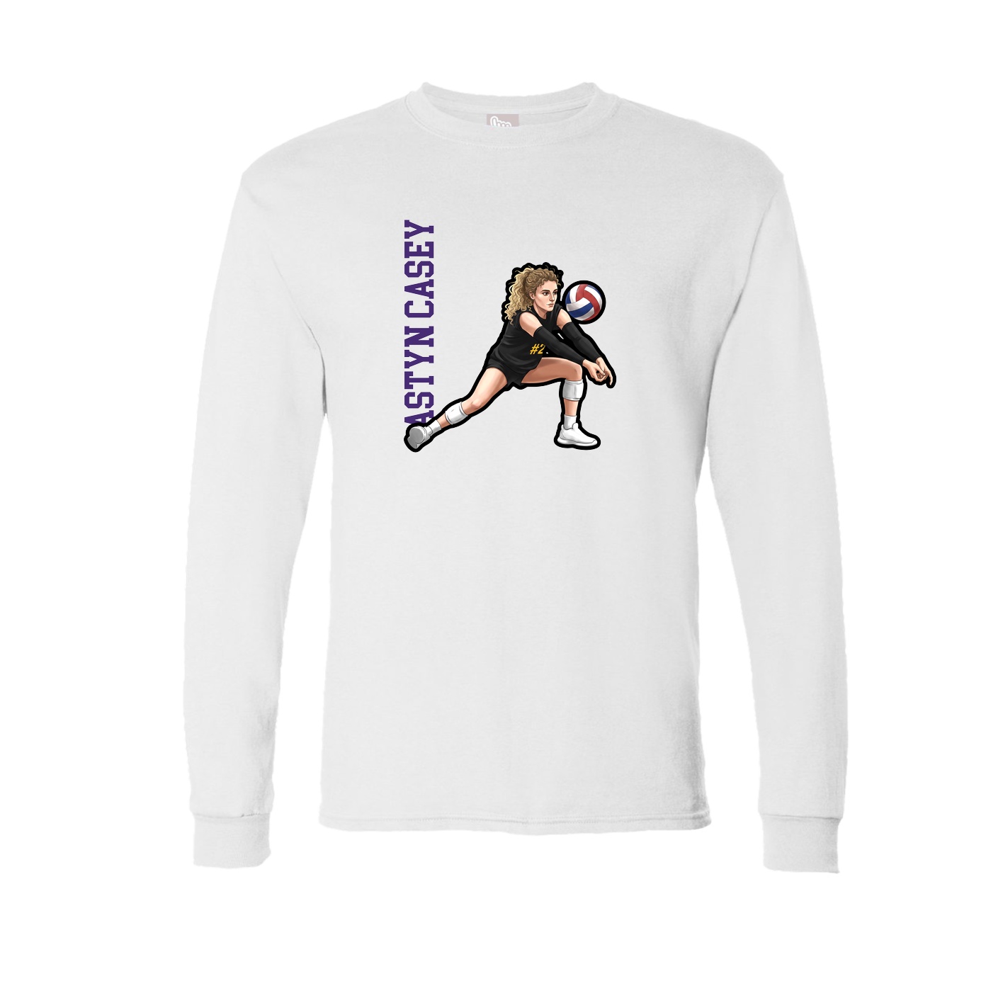 Long Sleeve Tee — Name Vertical in White