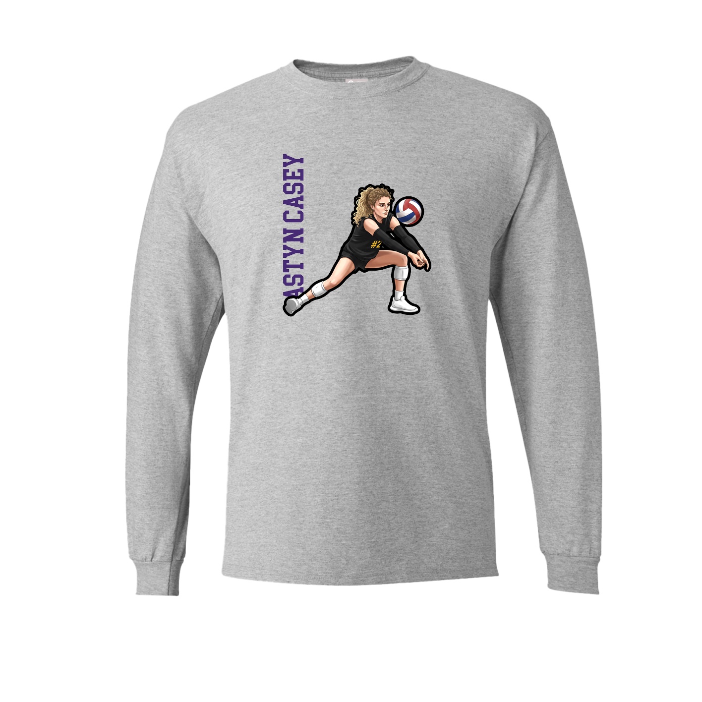 Long Sleeve Tee — Name Vertical in Grey
