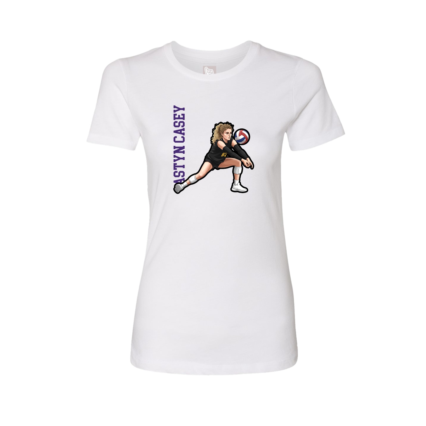 Womens Tee — Name Vertical in White