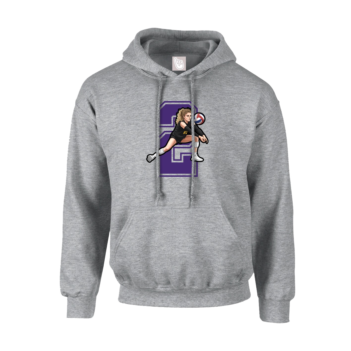 Youth Hoodie — Number in Grey