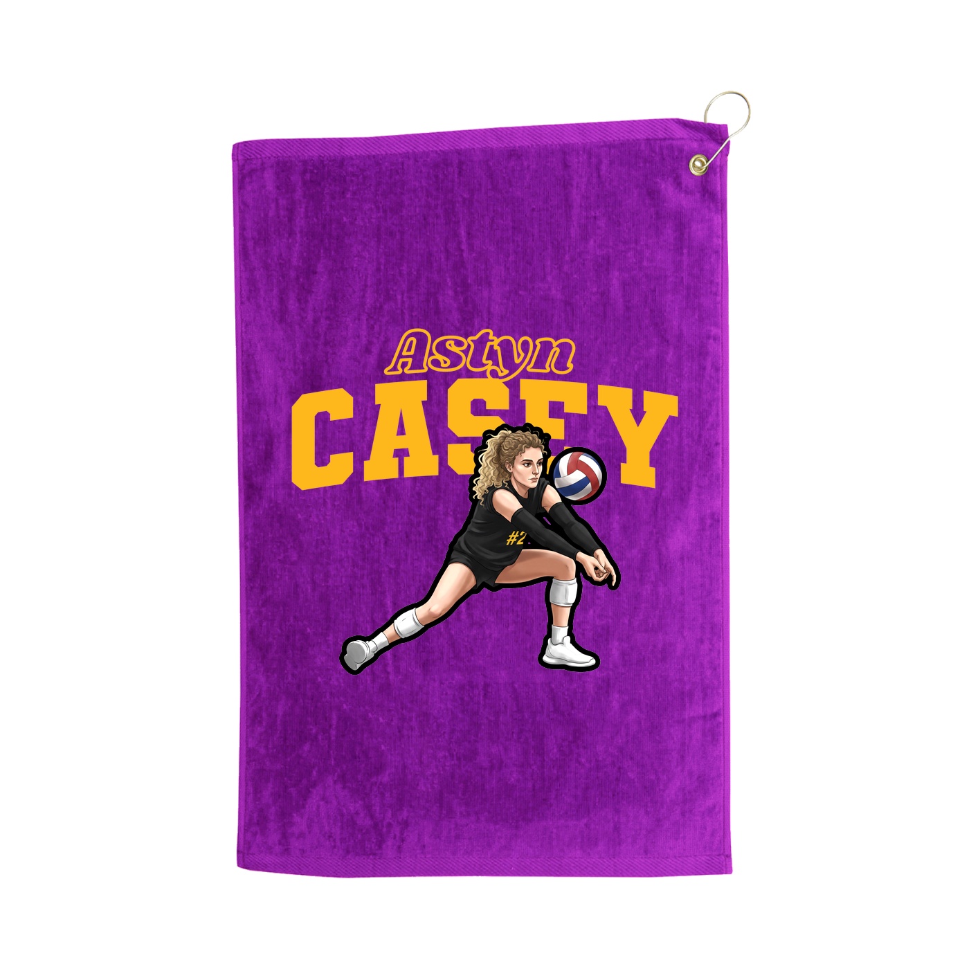 Golf Towel — Name Arch in Purple