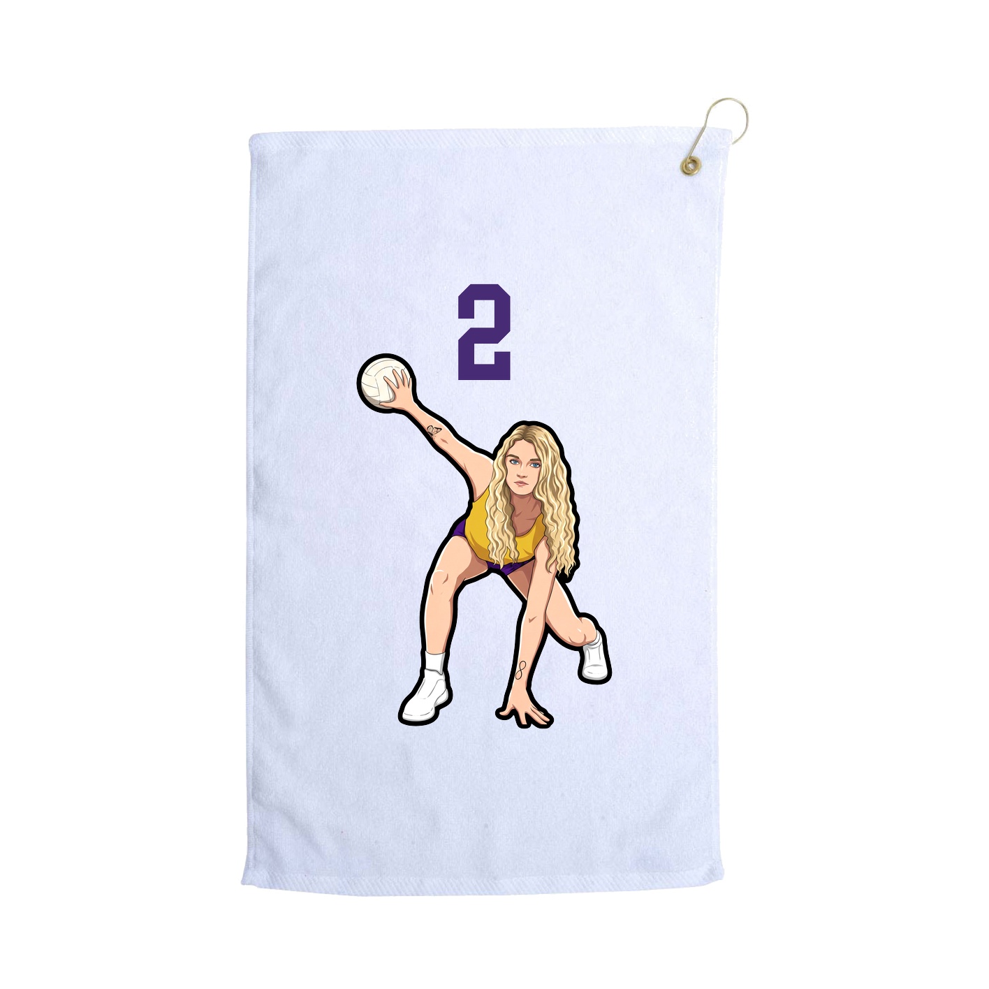Golf Towel — Number Top in White