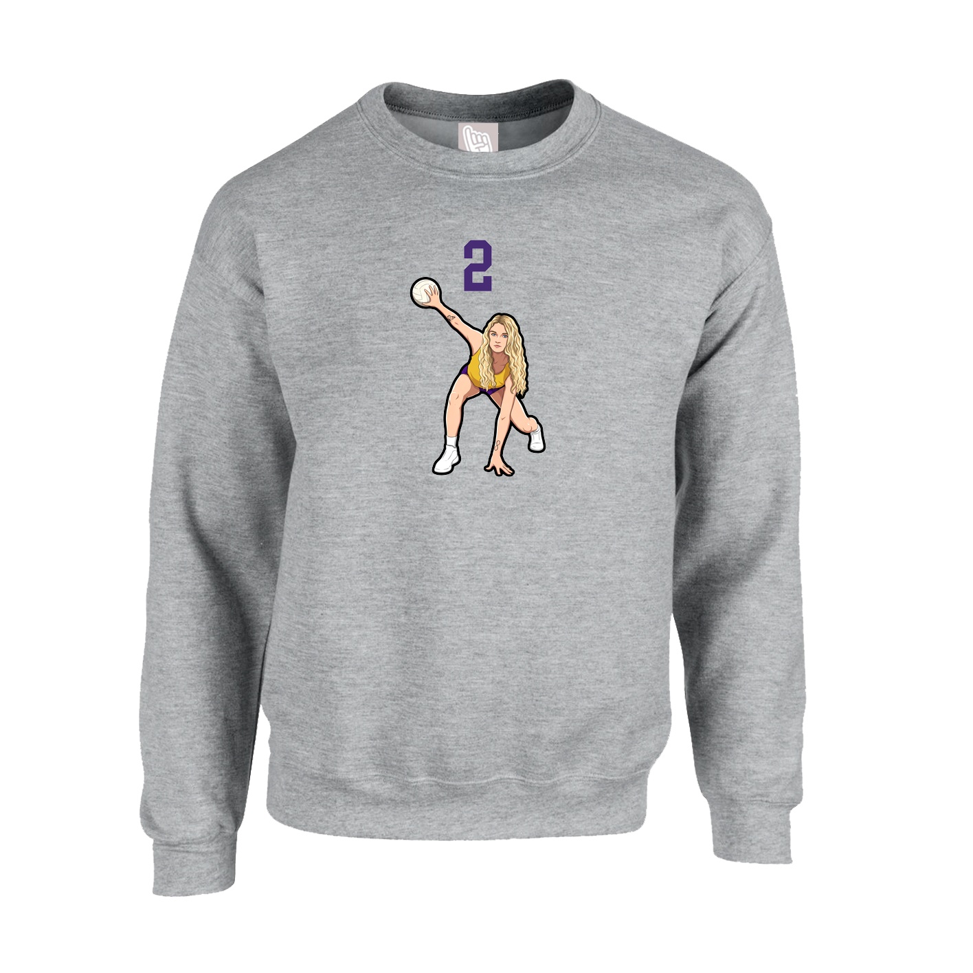 Fleece Crew — Number Top in Grey