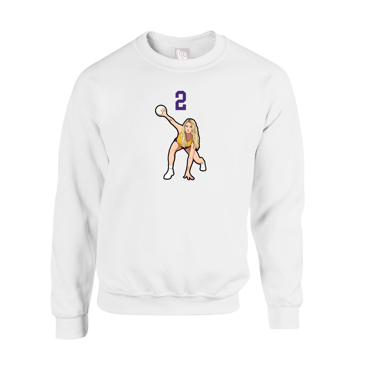 Fleece Crew — Number Top in White