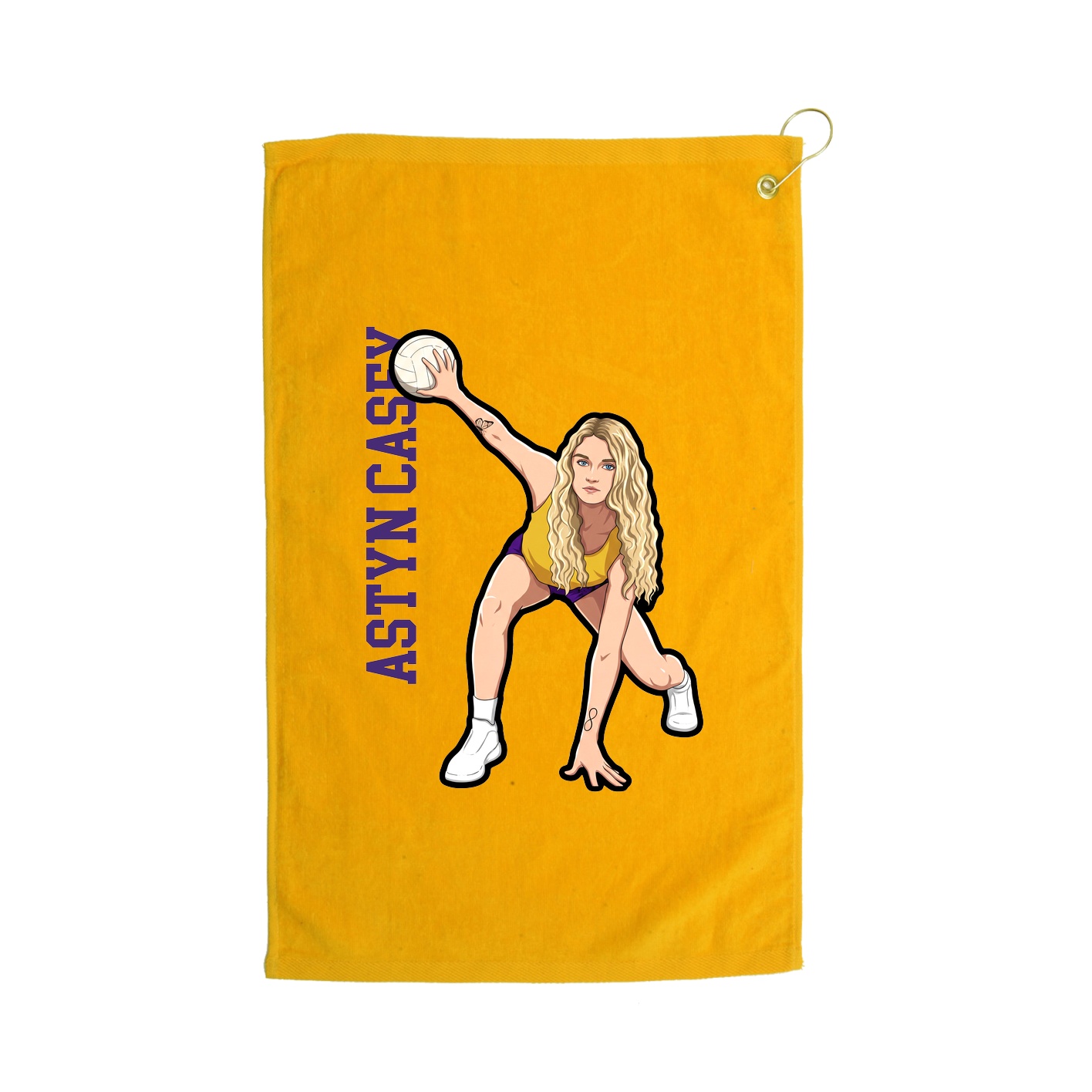 Golf Towel — Name Vertical in Gold