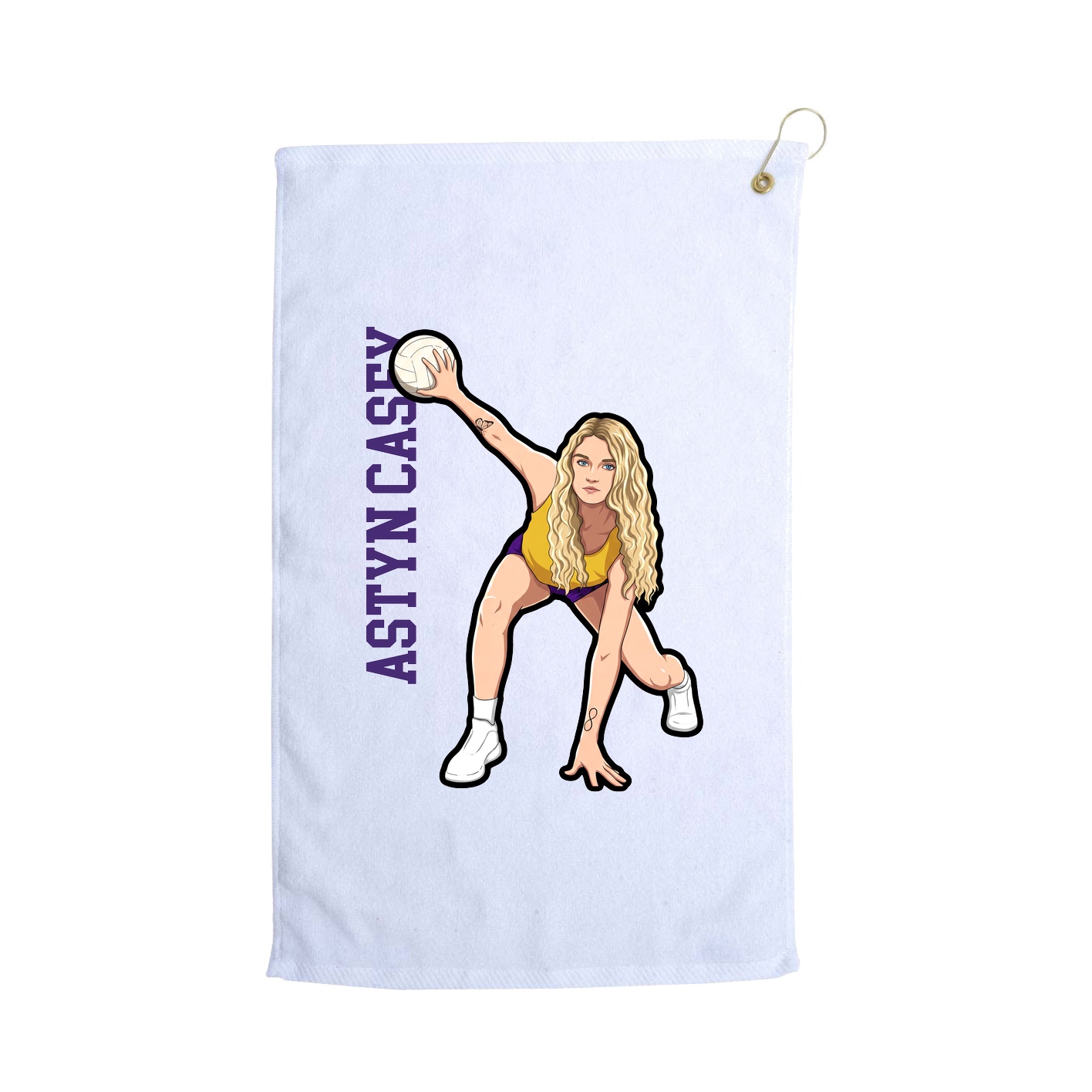 Golf Towel — Name Vertical in White
