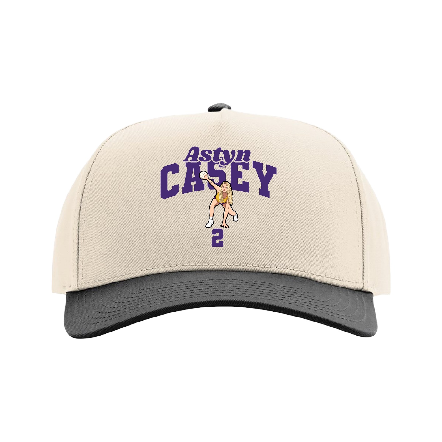 Full Fabric Five-Panel Champ Cap — Signature Arch in Cream/Black
