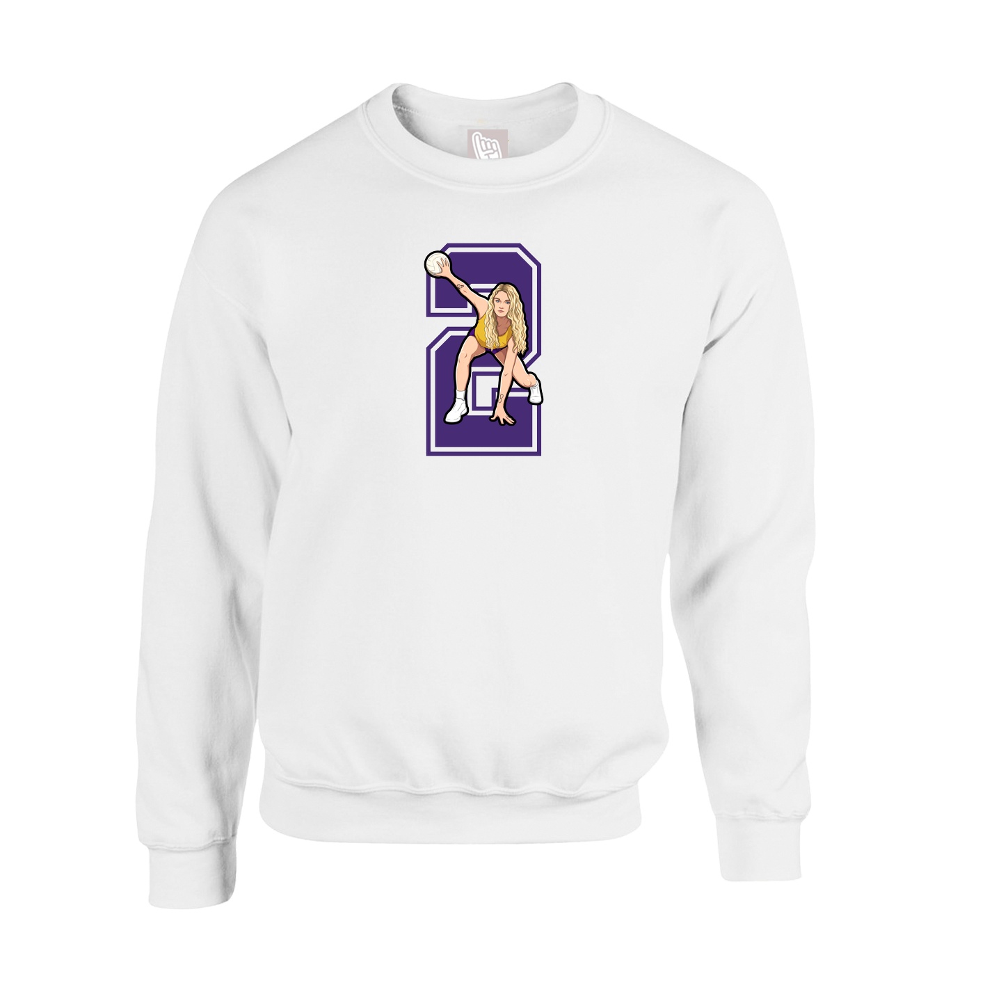 Fleece Crew — Number in White
