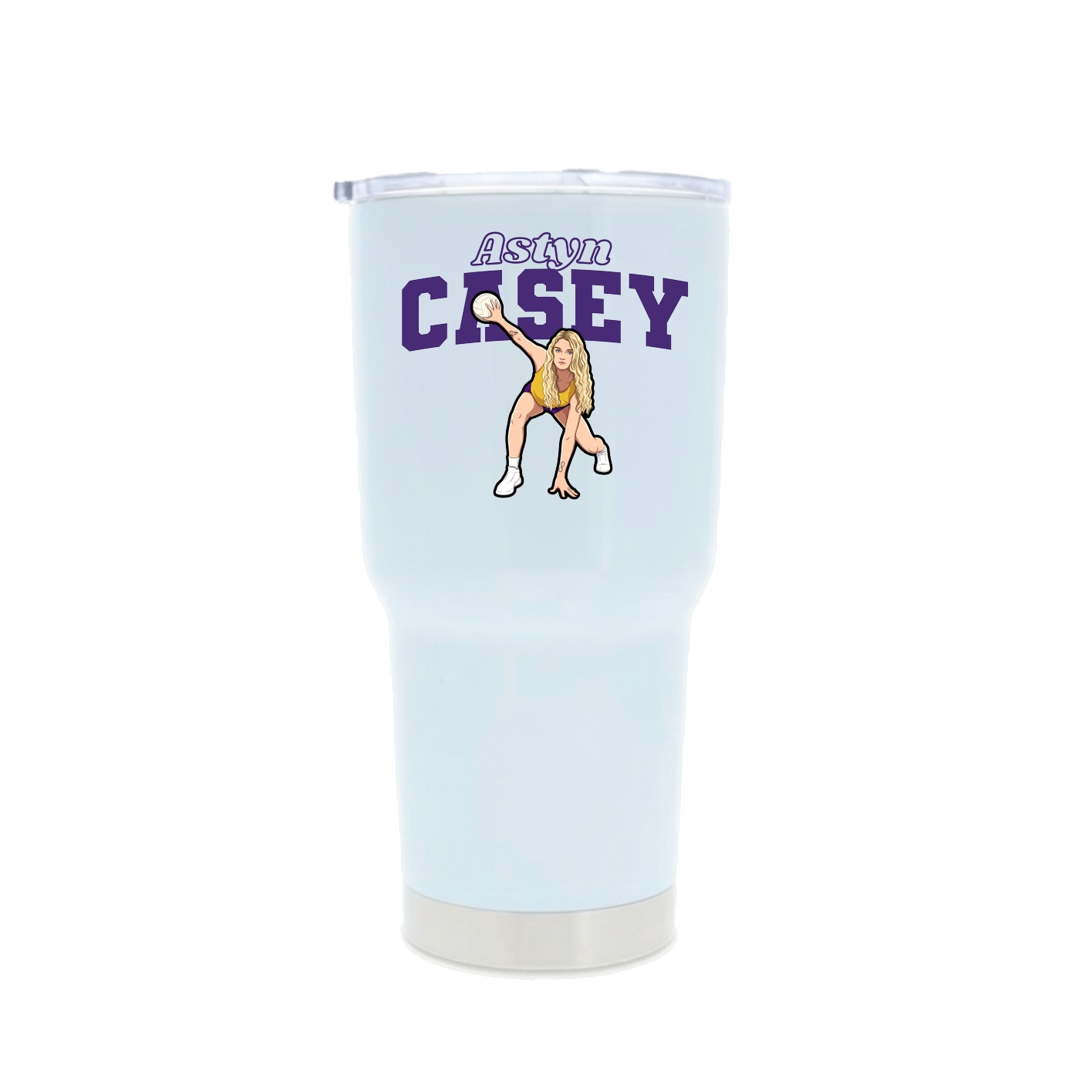 30oz Stainless Steel Tumbler — Name Arch in White