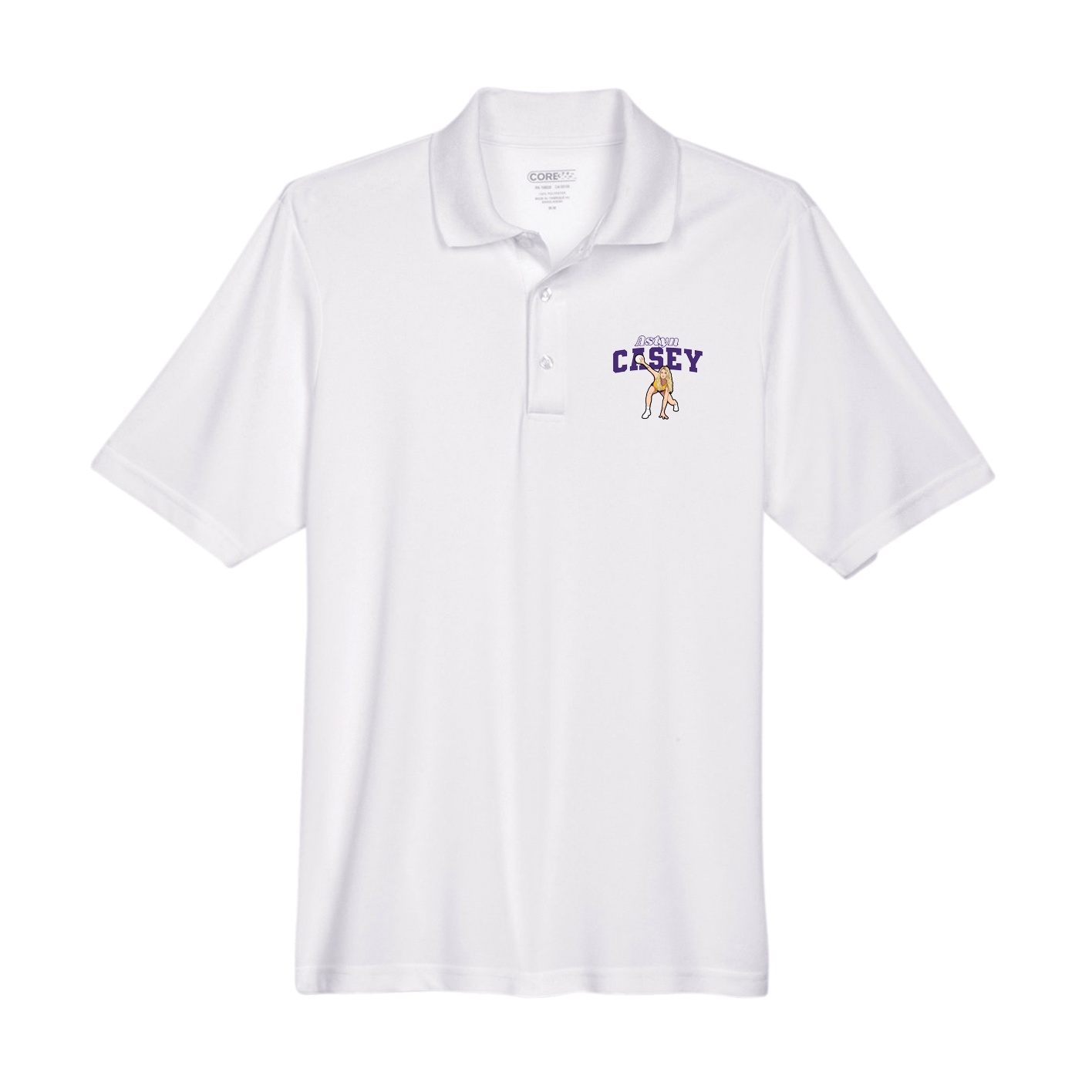 Performance Polo — Name Arch in White