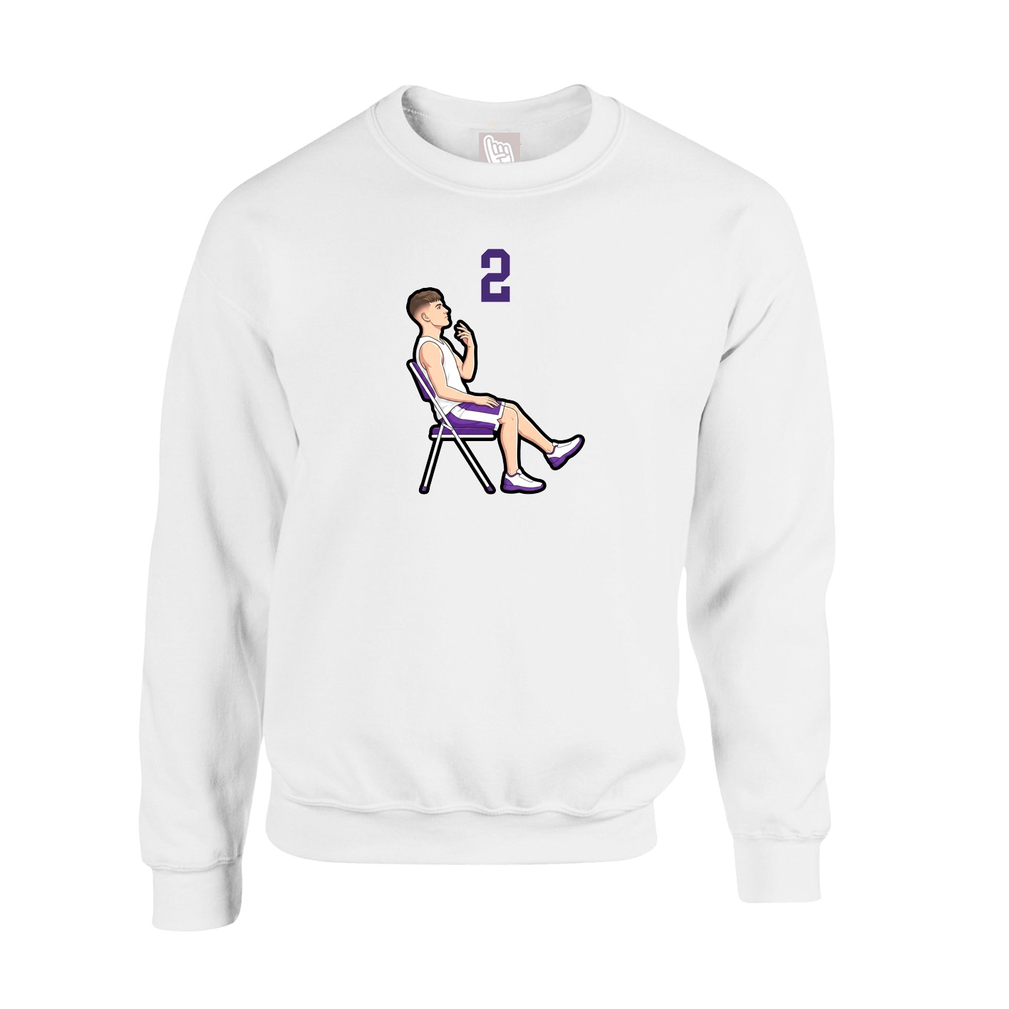 Fleece Crew — Number Top in White