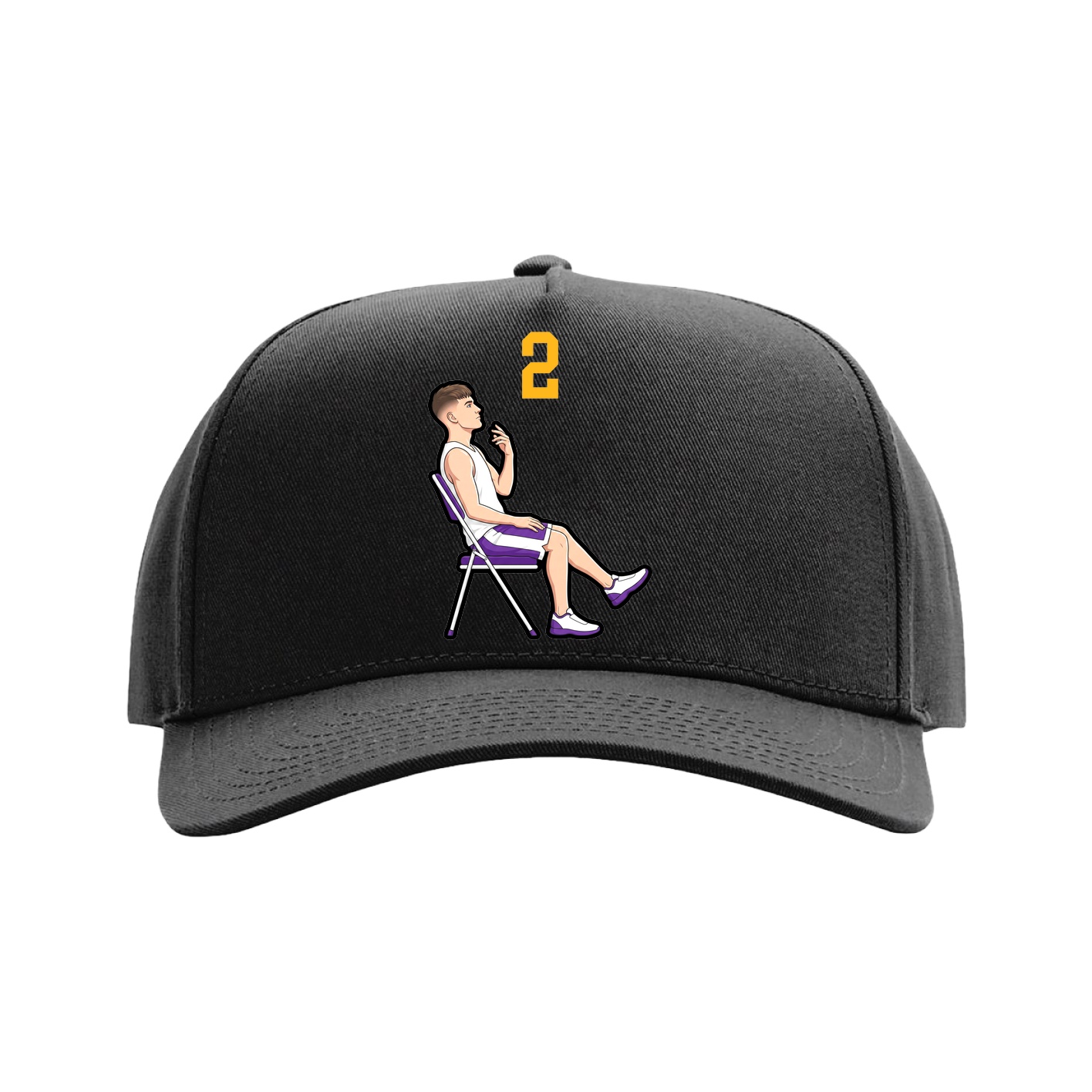Full Fabric Five-Panel Champ Cap — Number Top in Black