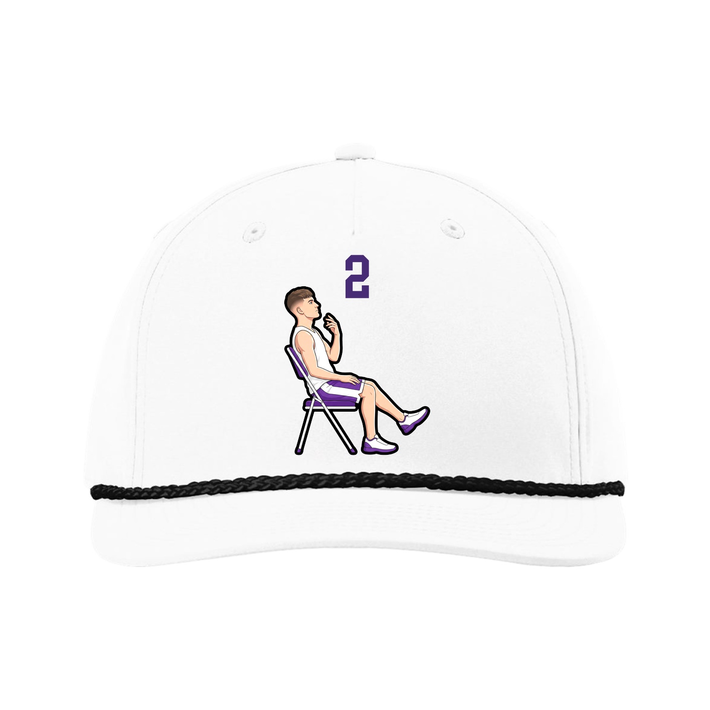 Five-Panel Classic Rope Cap — Number Top in White