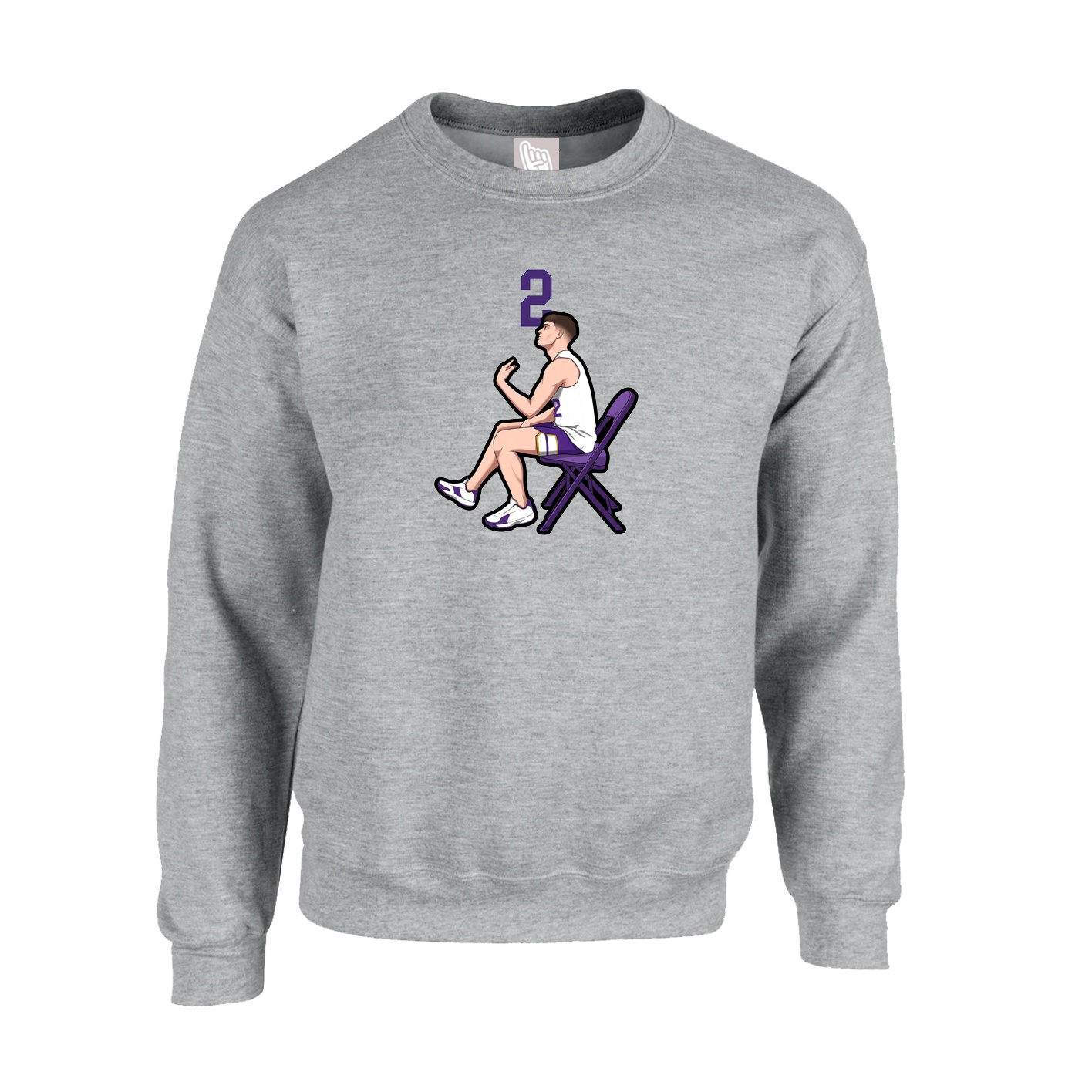 Fleece Crew — Number Top in Grey