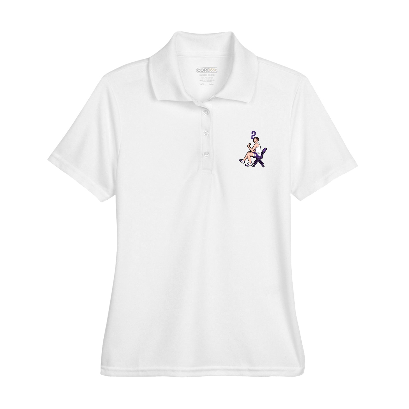 Womens Performance Polo — Number Top in White