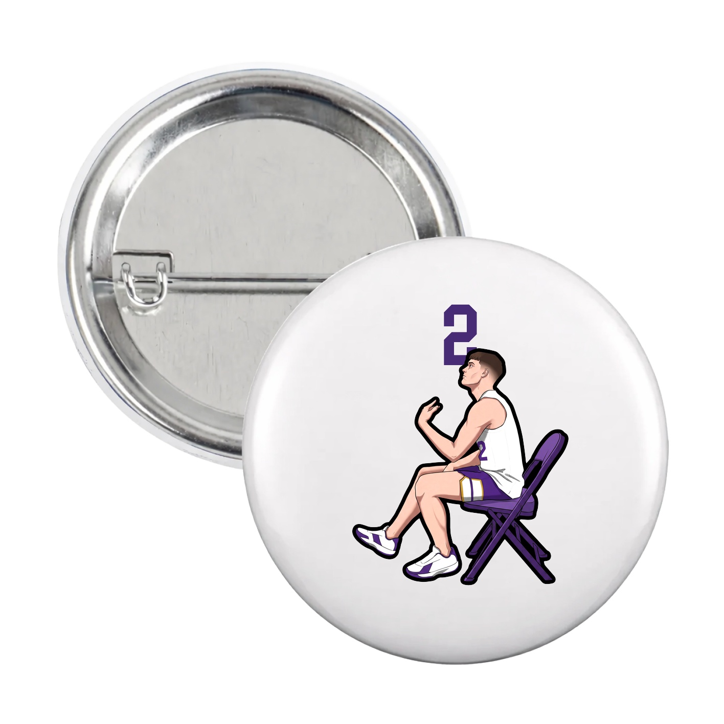 Game Day Button — Number Top in White