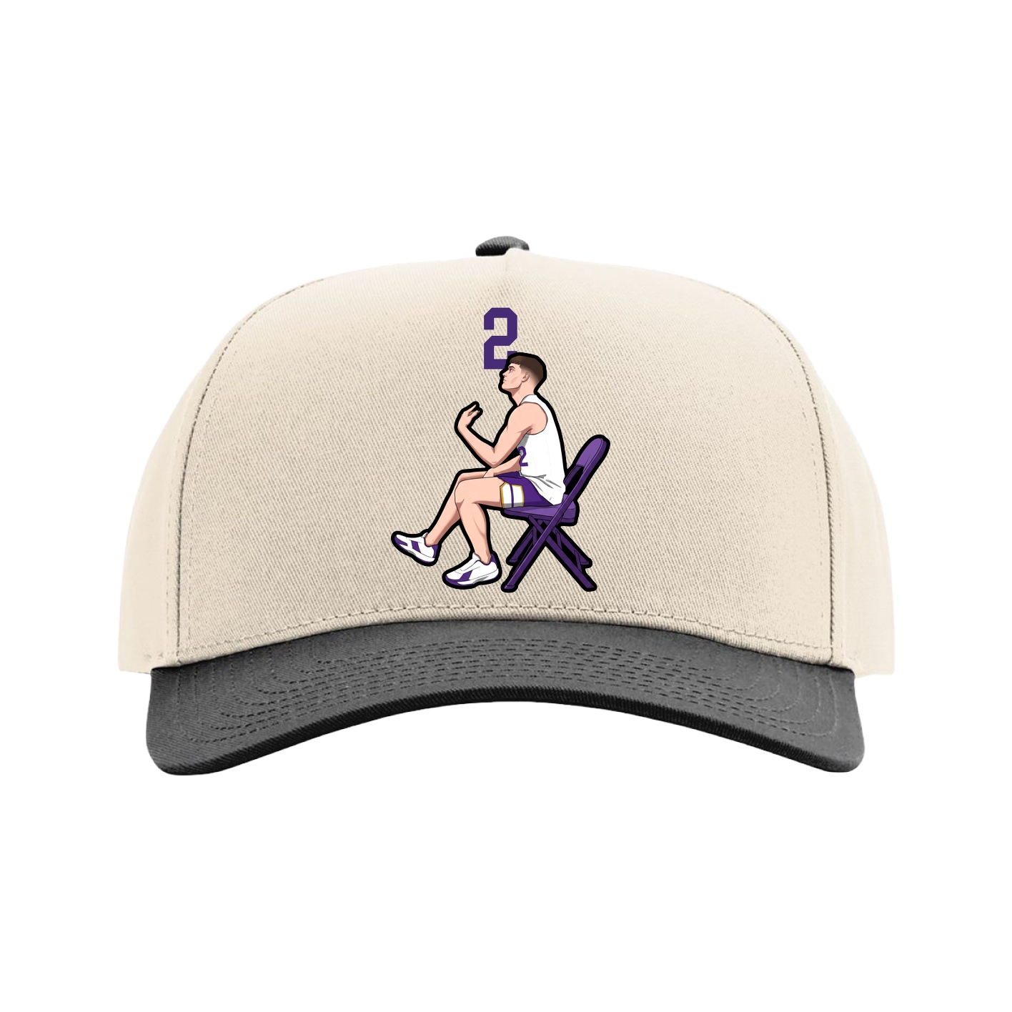 Full Fabric Five-Panel Champ Cap — Number Top in Cream/Black