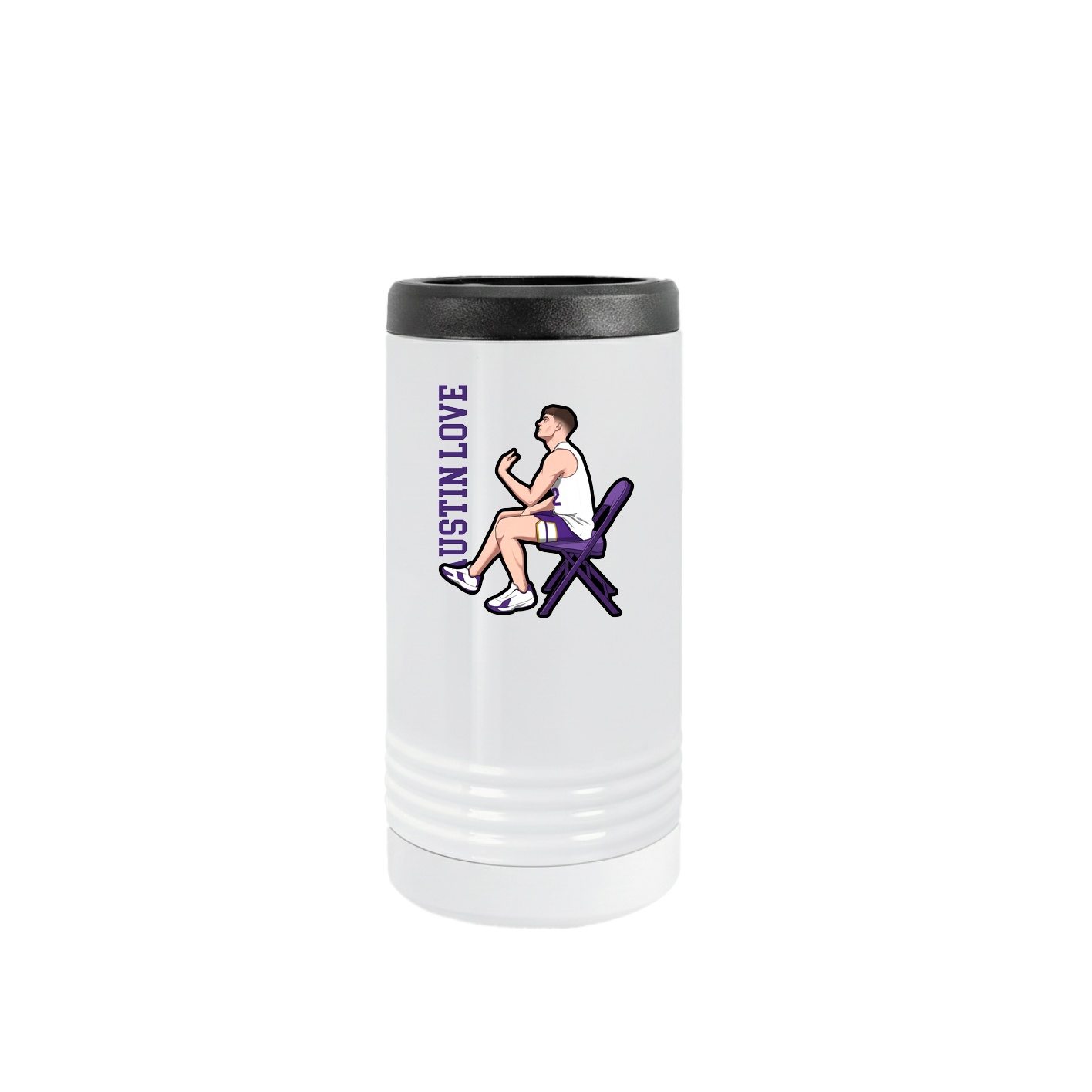 Slim Beverage Holder — Name Vertical in White