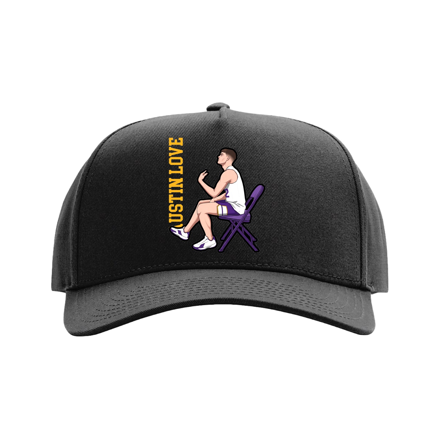 Full Fabric Five-Panel Champ Cap — Name Vertical in Black