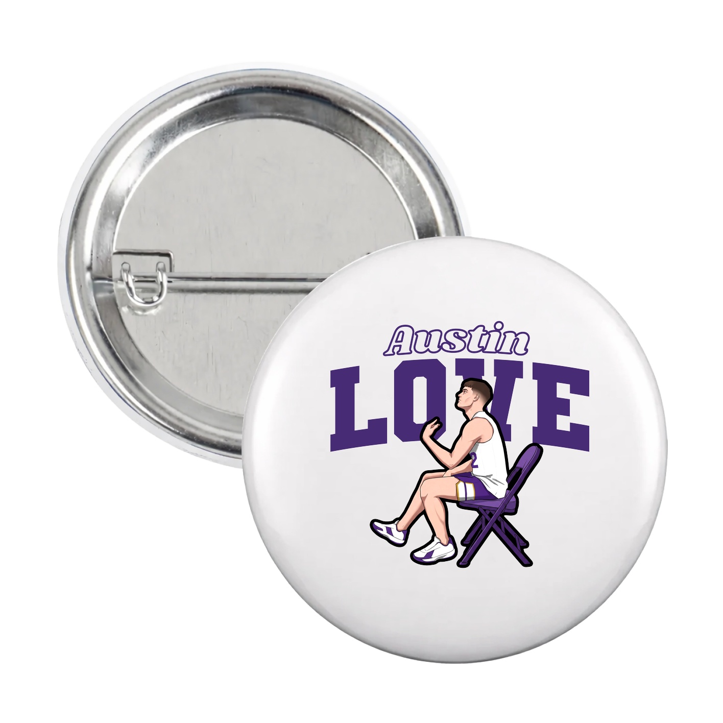 Game Day Button — Name Arch in White