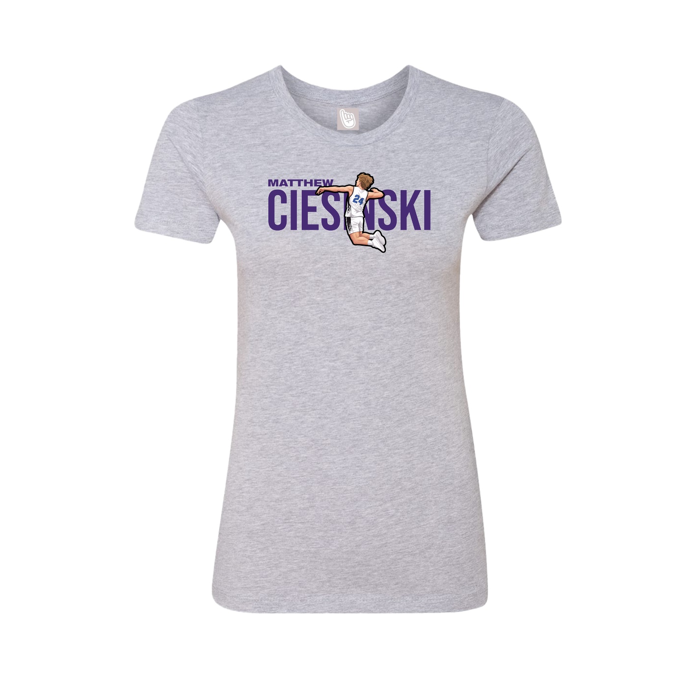 Fitted Women's Tee — Player Name in Grey