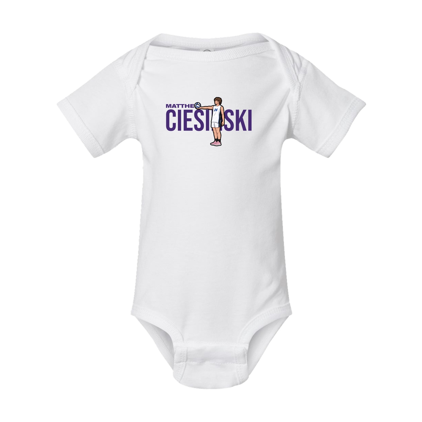 Baby Onesie — Player Name in White