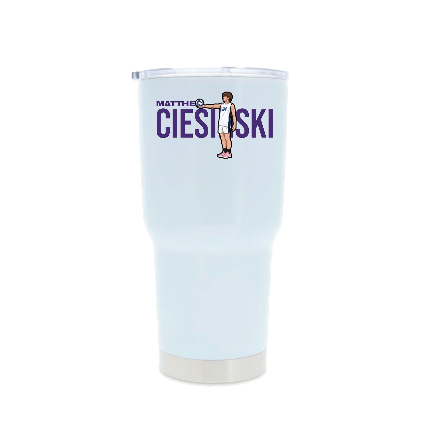 30oz Stainless Steel Tumbler — Player Name in White