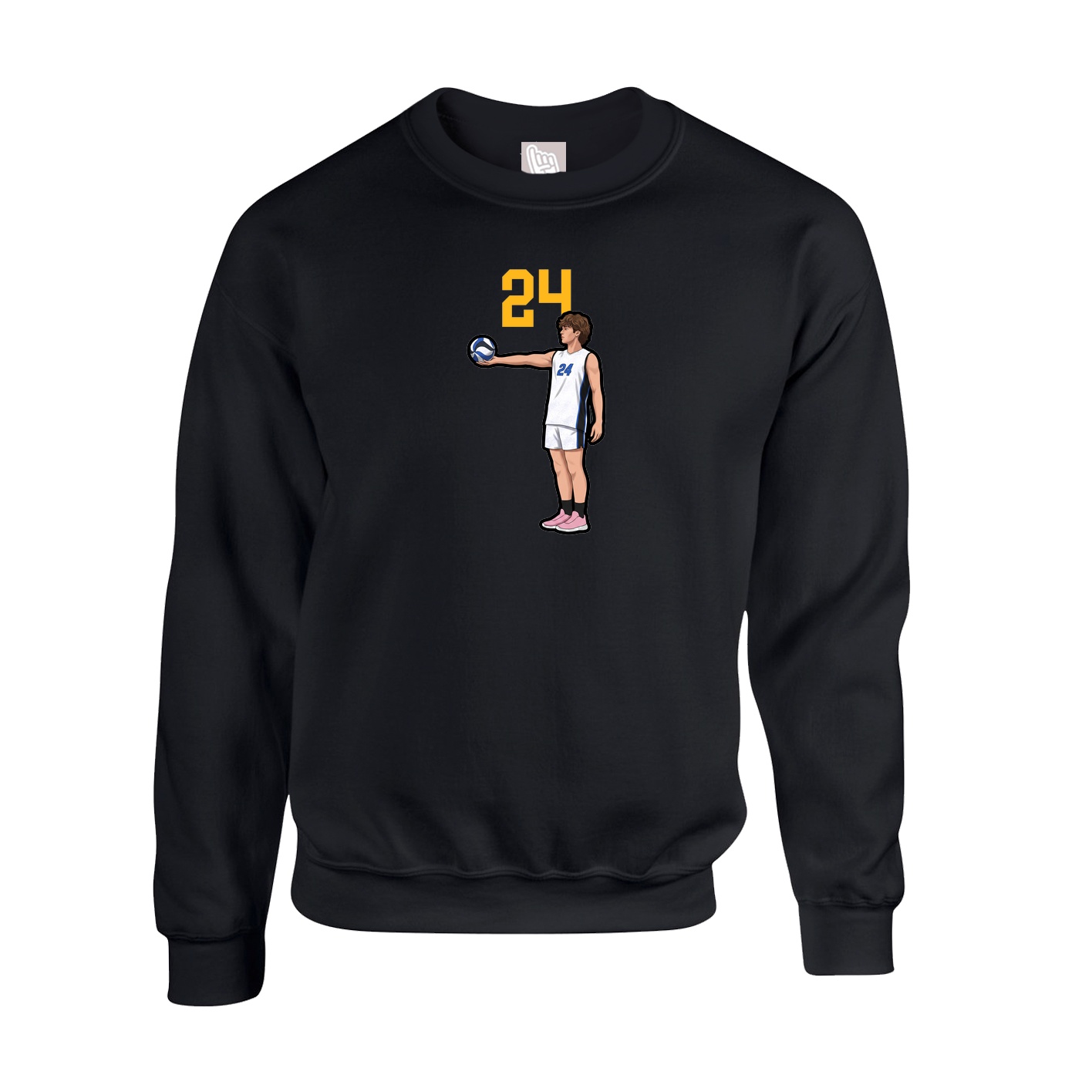 Fleece Crew — Number Top in Black